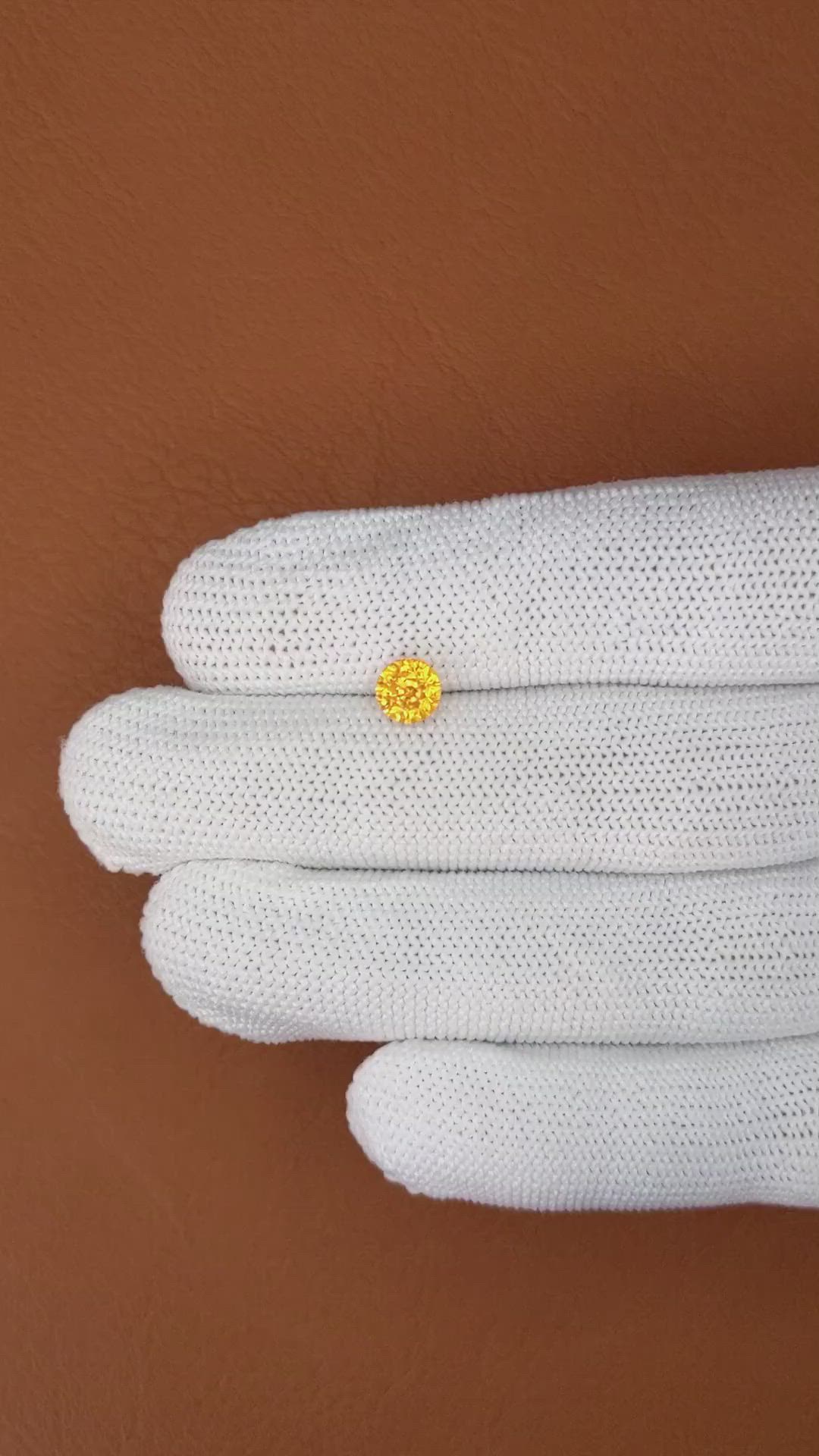 1.43 Ct. Orangish Yellow Sapphire from Ceylon (Sri Lanka) Size Video