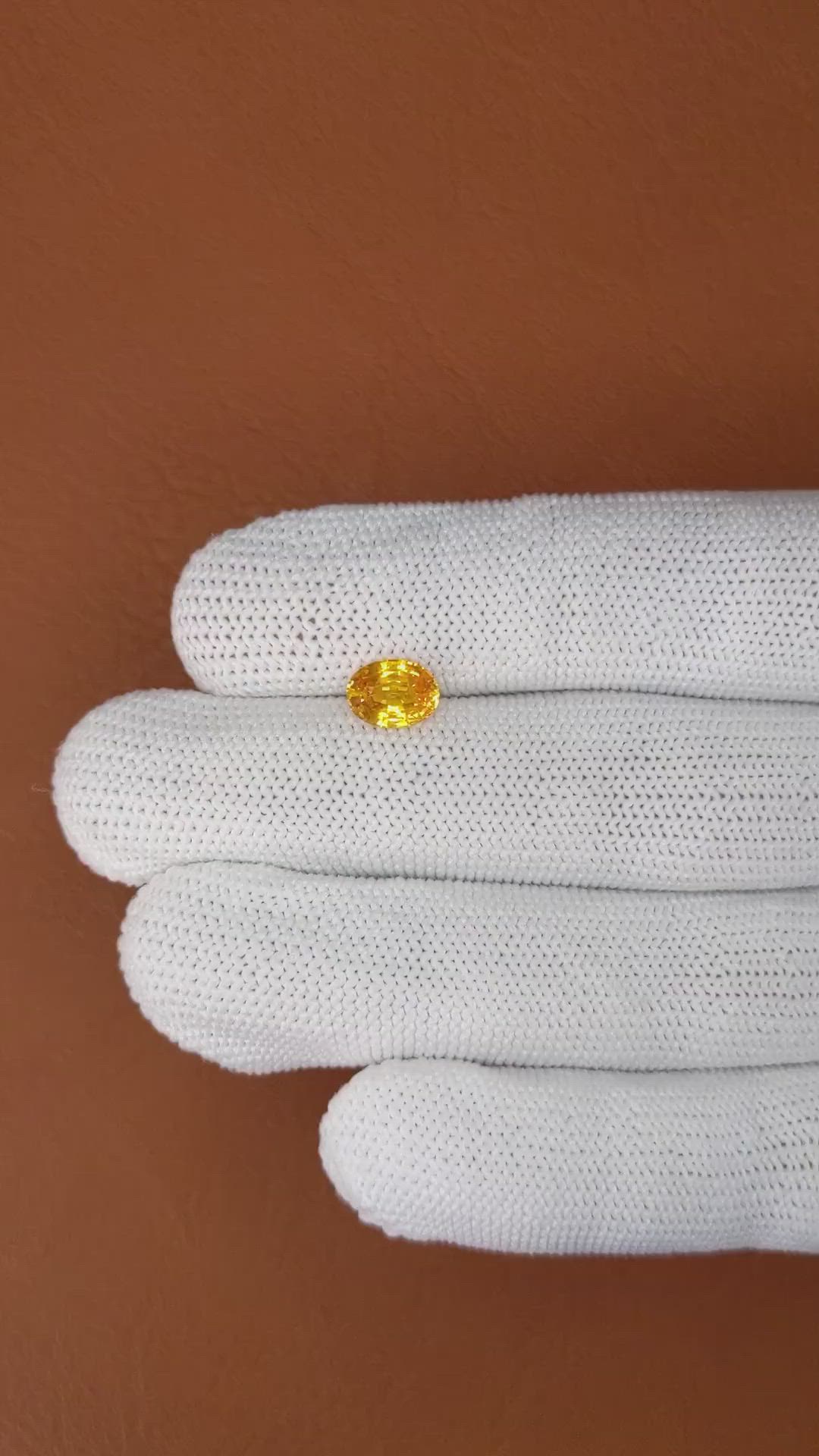 1.44 Ct. Orangish Yellow Sapphire from Ceylon (Sri Lanka) Size Video