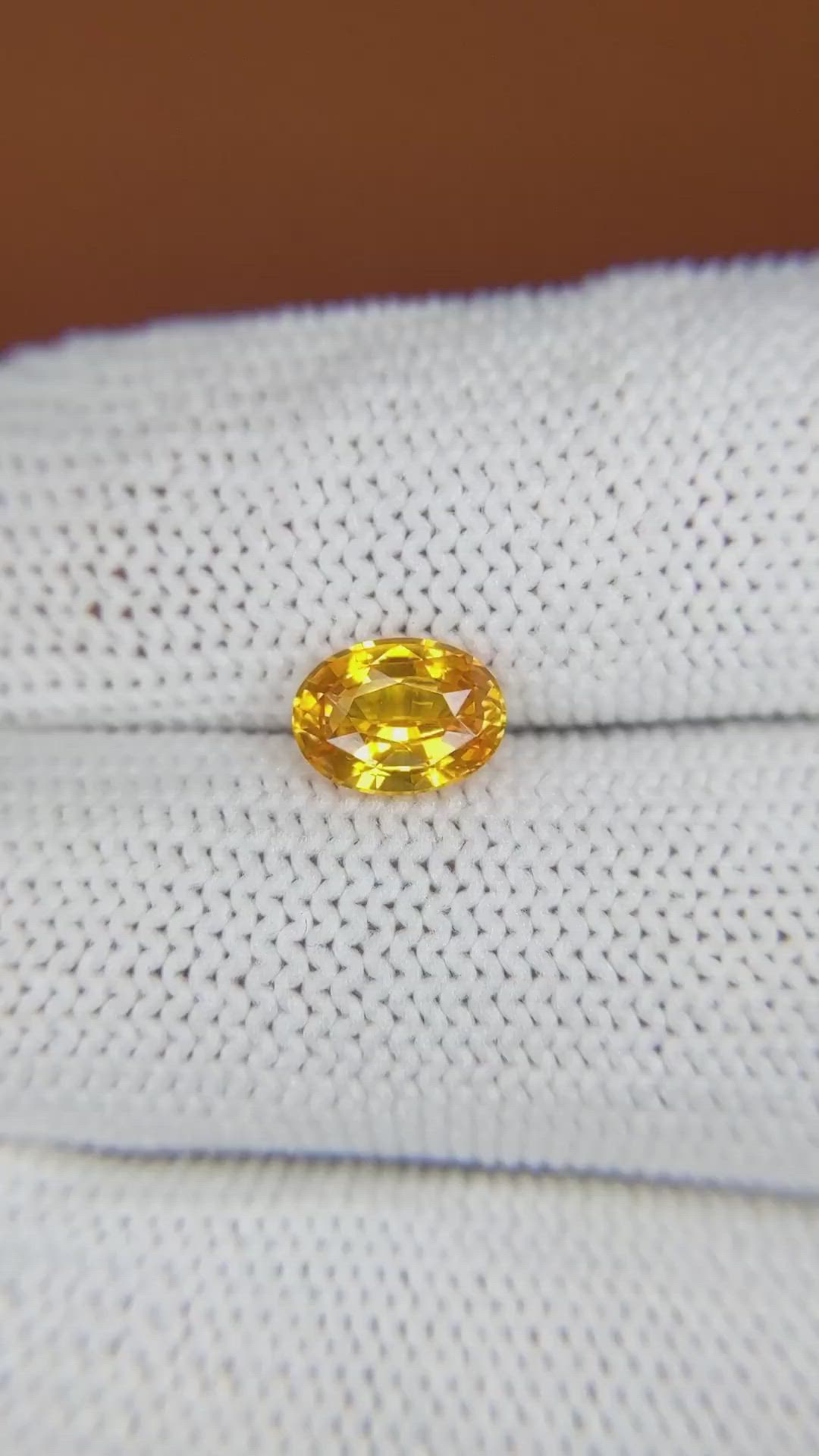 1.44 Ct. Orangish Yellow Sapphire from Ceylon (Sri Lanka) Size Video