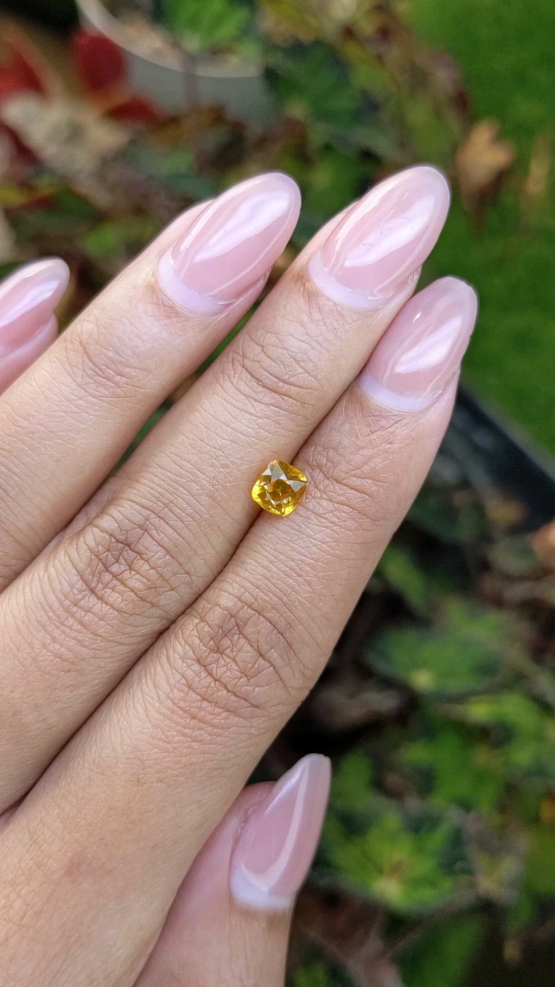 1.11 Ct. Orangish Yellow Sapphire from Ceylon (Sri Lanka) Size Video