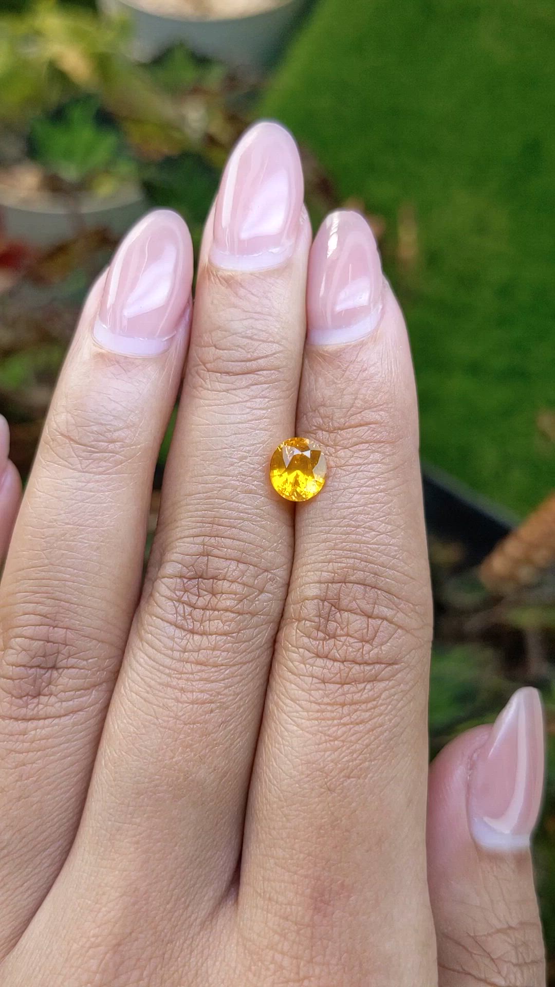 1.64 Ct. Orangish Yellow Sapphire from Ceylon (Sri Lanka) Size Video