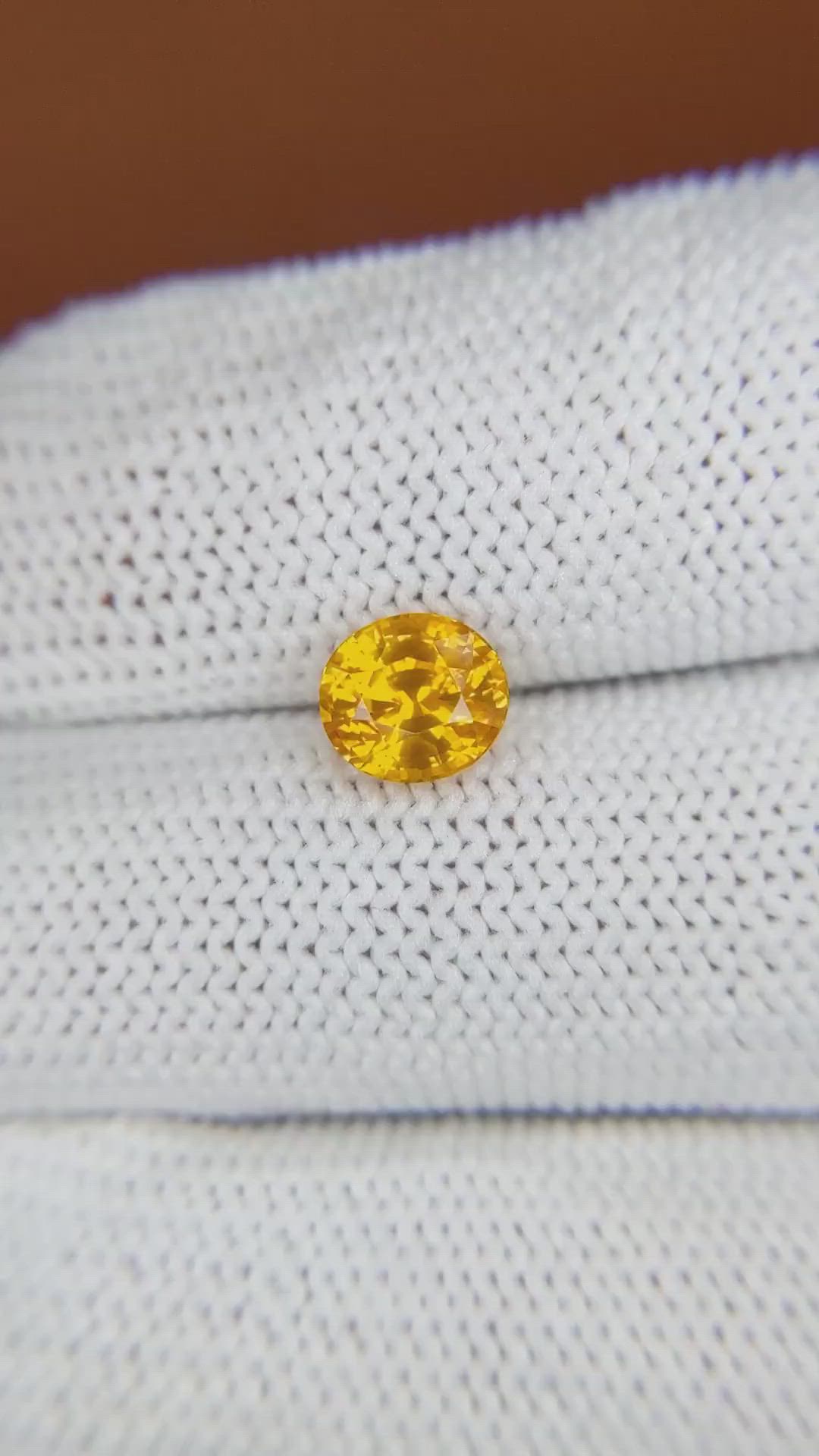 1.64 Ct. Orangish Yellow Sapphire from Ceylon (Sri Lanka) Size Video