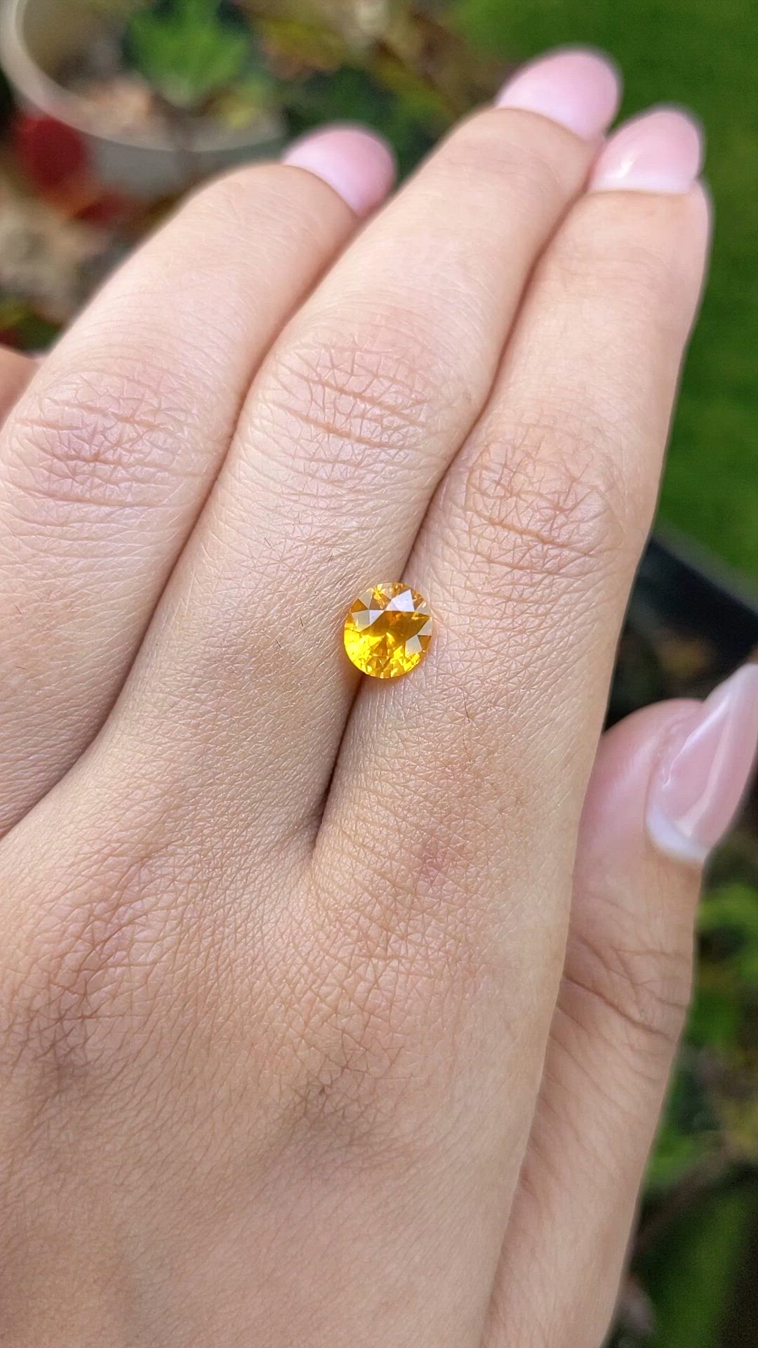 1.64 Ct. Orangish Yellow Sapphire from Ceylon (Sri Lanka) Size Video