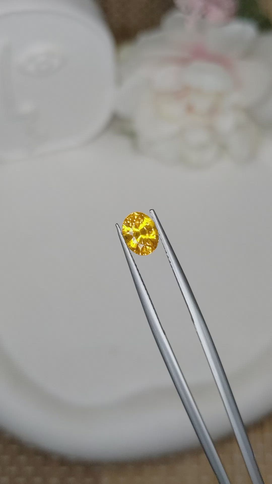 1.43 Ct. Orangish Yellow Sapphire from Ceylon (Sri Lanka) Size Video