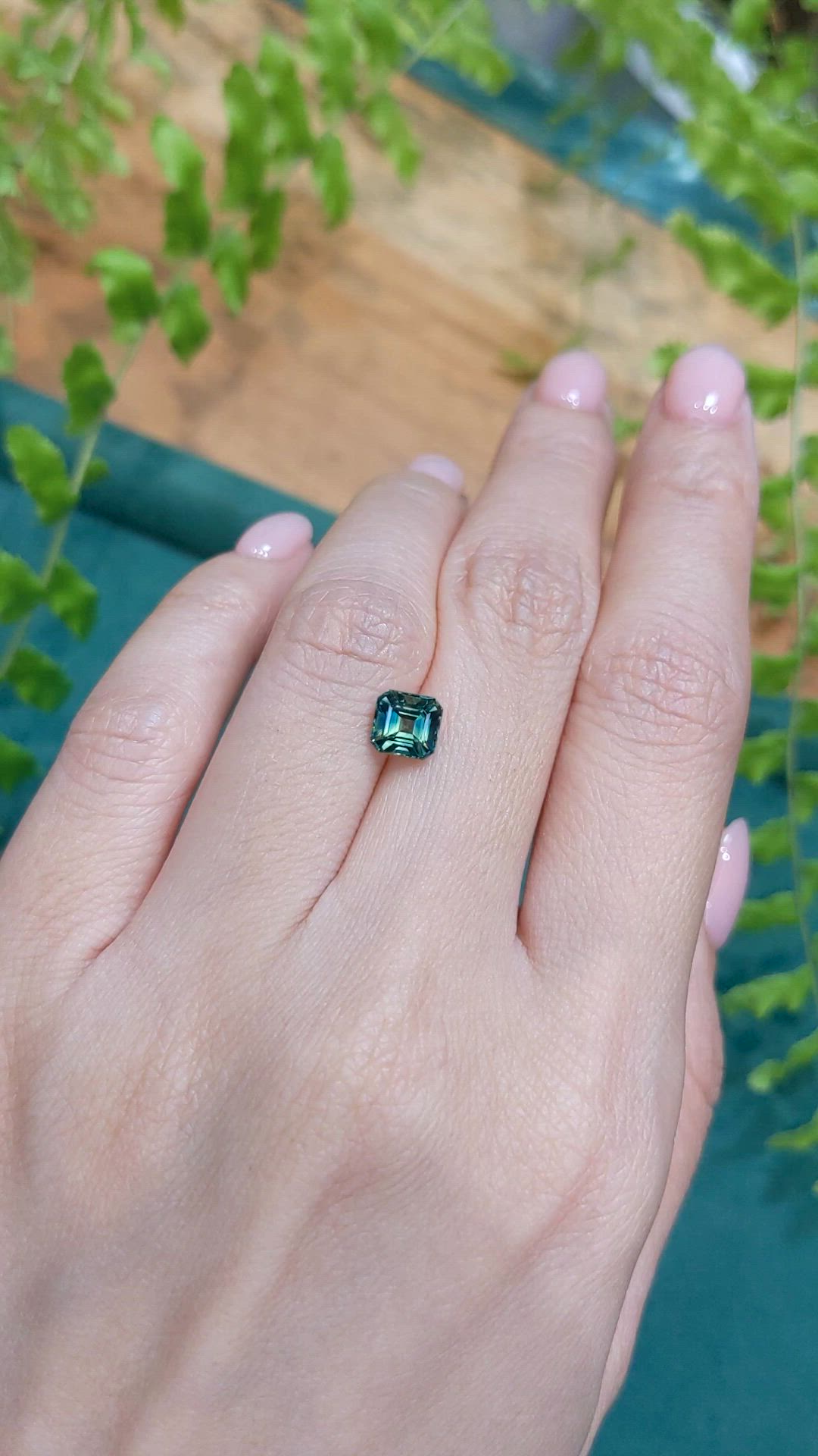1.47 Ct. Bluish Green Sapphire from Madagascar Size Video