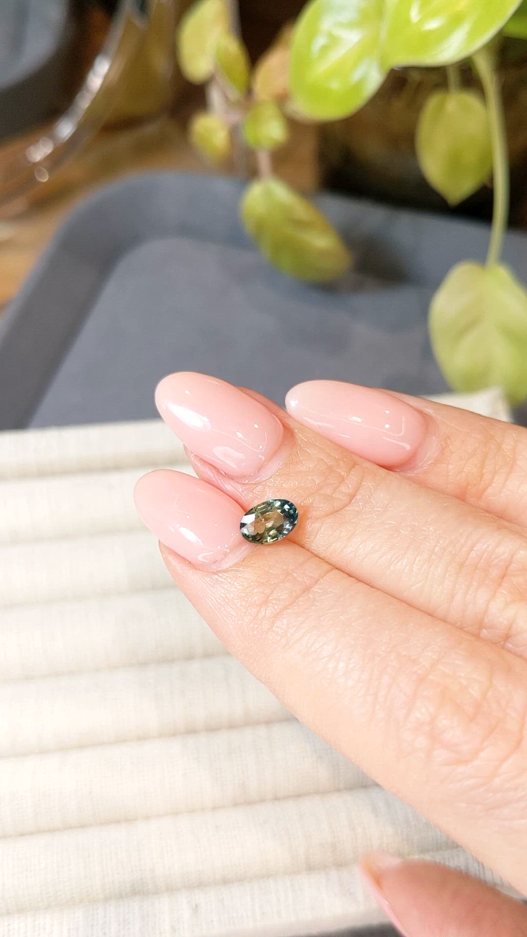 1.03 Ct. Bluish Green Sapphire from Madagascar Size Video