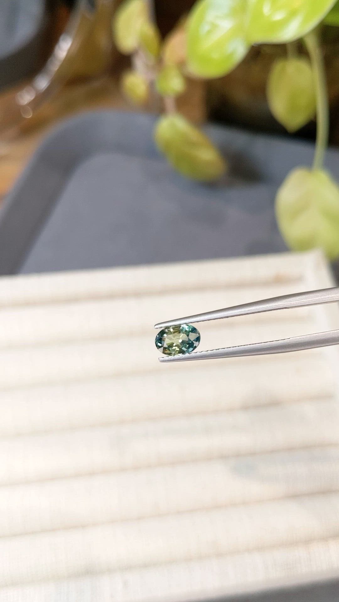1.03 Ct. Bluish Green Sapphire from Madagascar Size Video