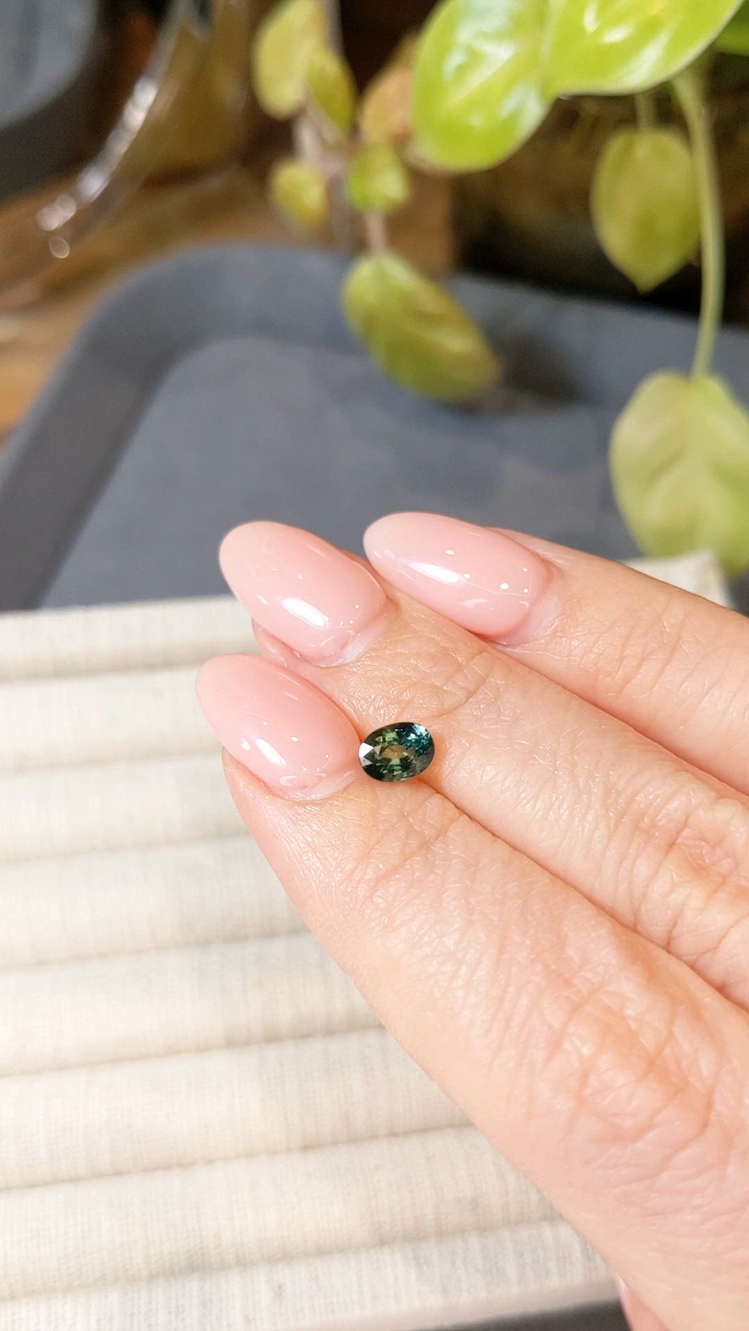 1.03 Ct. Bluish Green Sapphire from Madagascar Size Video