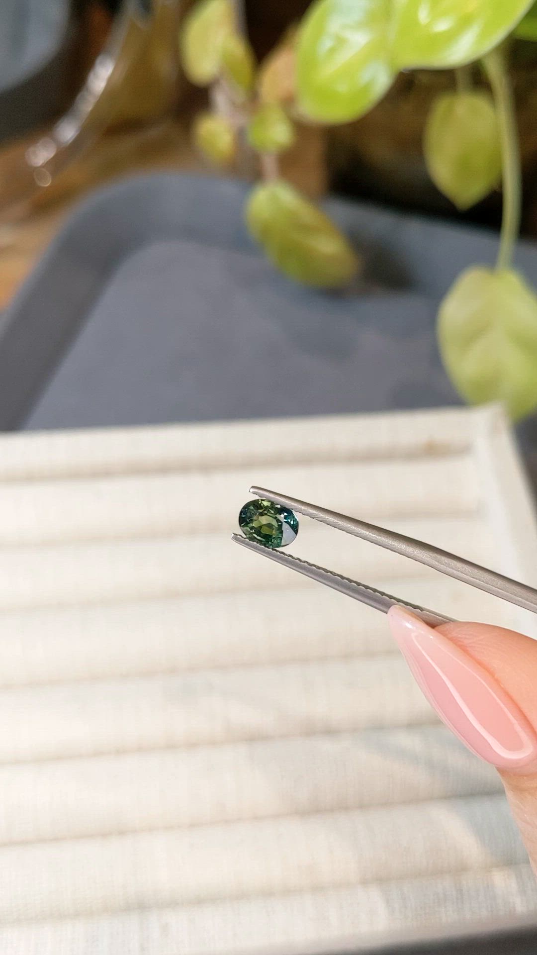 1.03 Ct. Bluish Green Sapphire from Madagascar Size Video