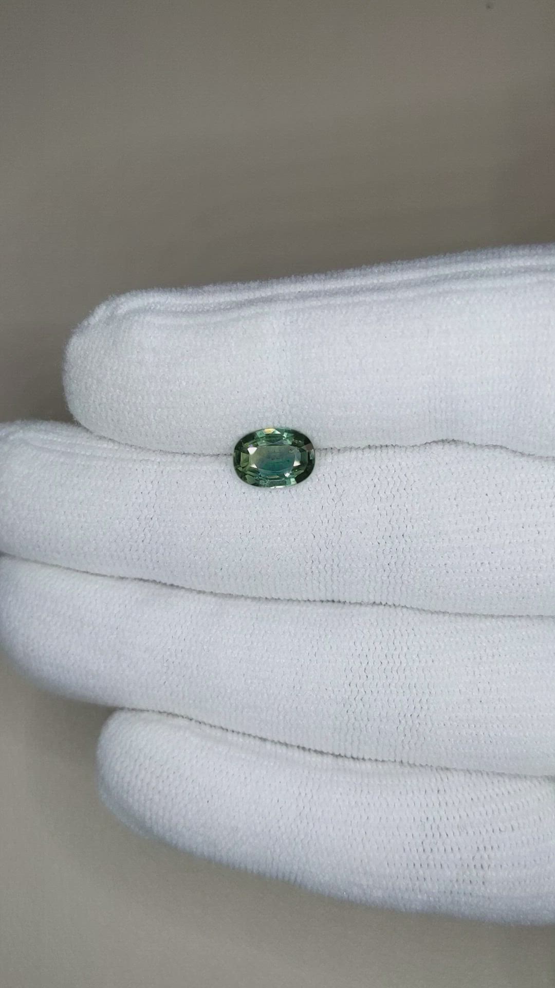1.37 Ct. Bluish Green Sapphire from Madagascar Size Video