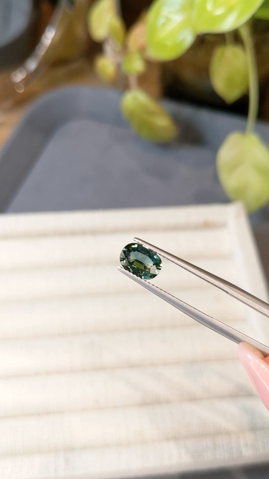 1.37 Ct. Bluish Green Sapphire from Madagascar Size Video