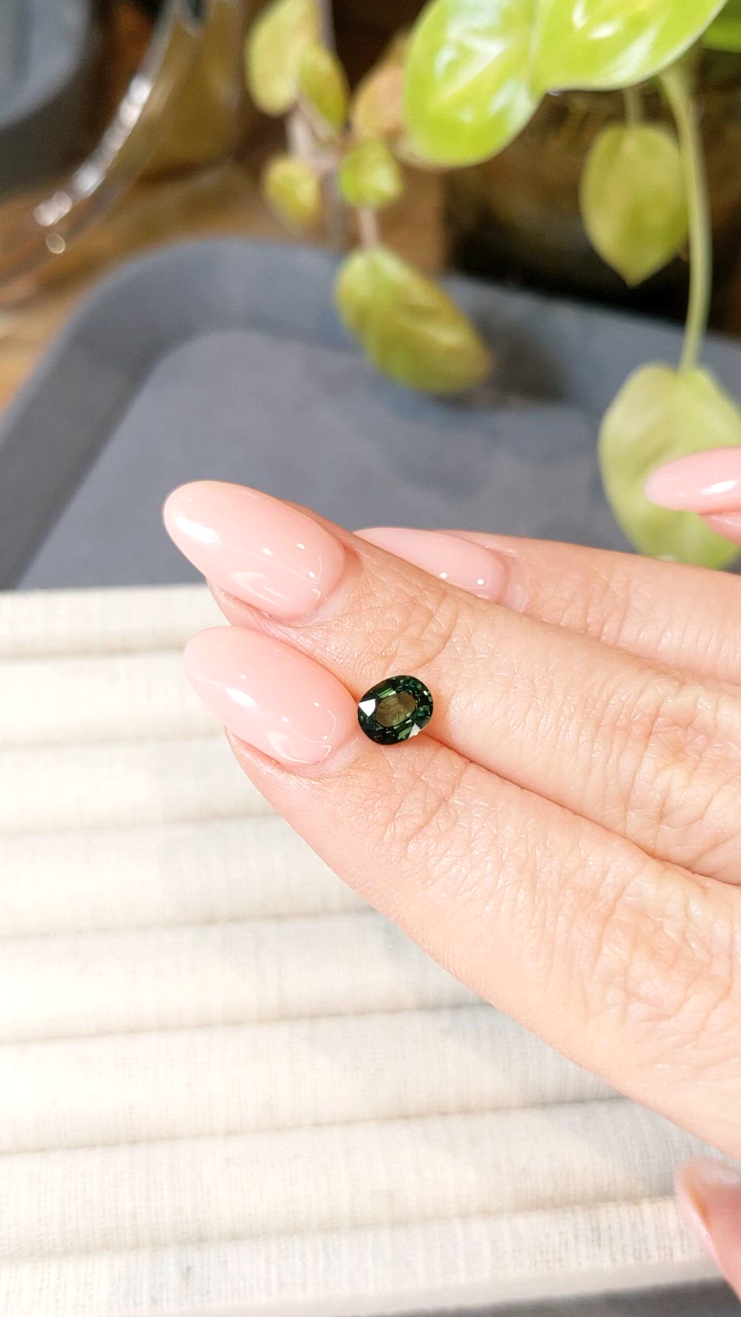 1.11 Ct. Bluish Green Sapphire from Madagascar Size Video