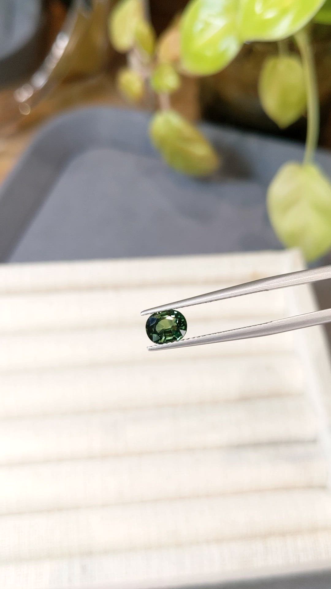 1.11 Ct. Bluish Green Sapphire from Madagascar Size Video