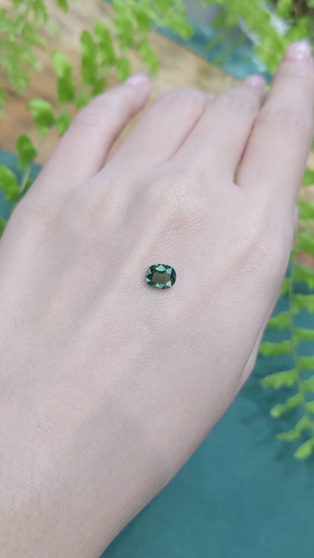 1.02 Ct. Bluish Green Sapphire from Madagascar Size Video