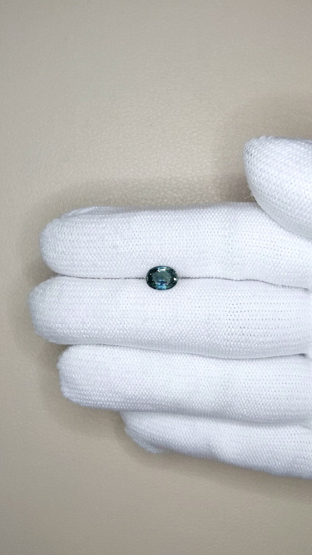 1.02 Ct. Greenish Blue Sapphire from Madagascar Size Video