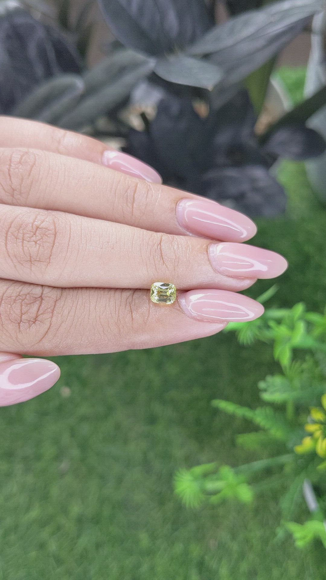 1.05 Ct. Yellowish Green Sapphire from Madagascar Size Video