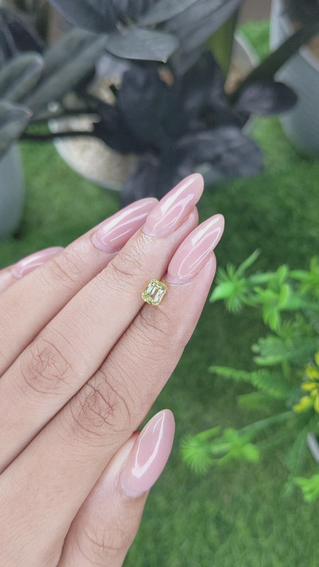 1.05 Ct. Yellowish Green Sapphire from Madagascar Size Video