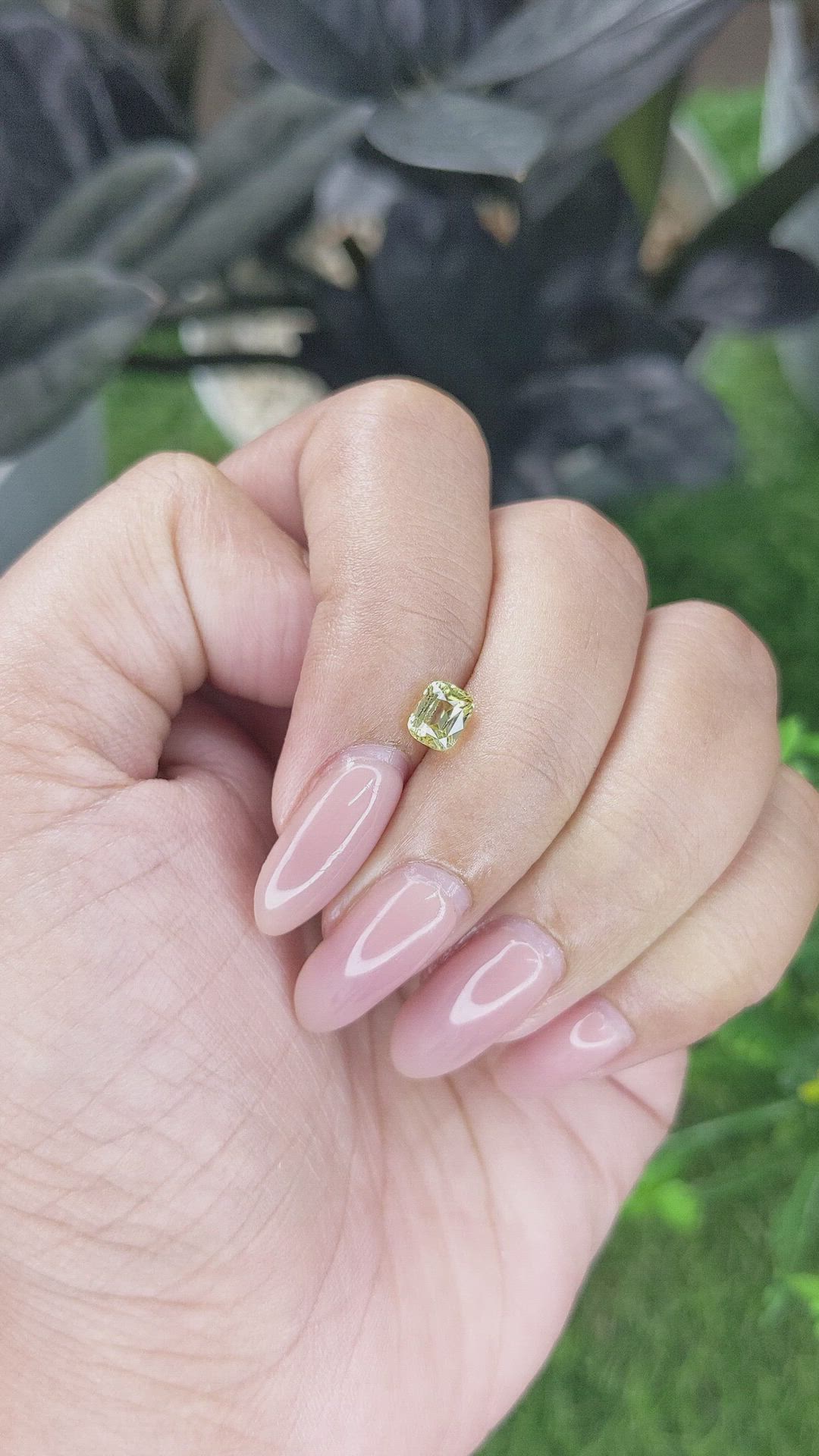 1.05 Ct. Yellowish Green Sapphire from Madagascar Size Video