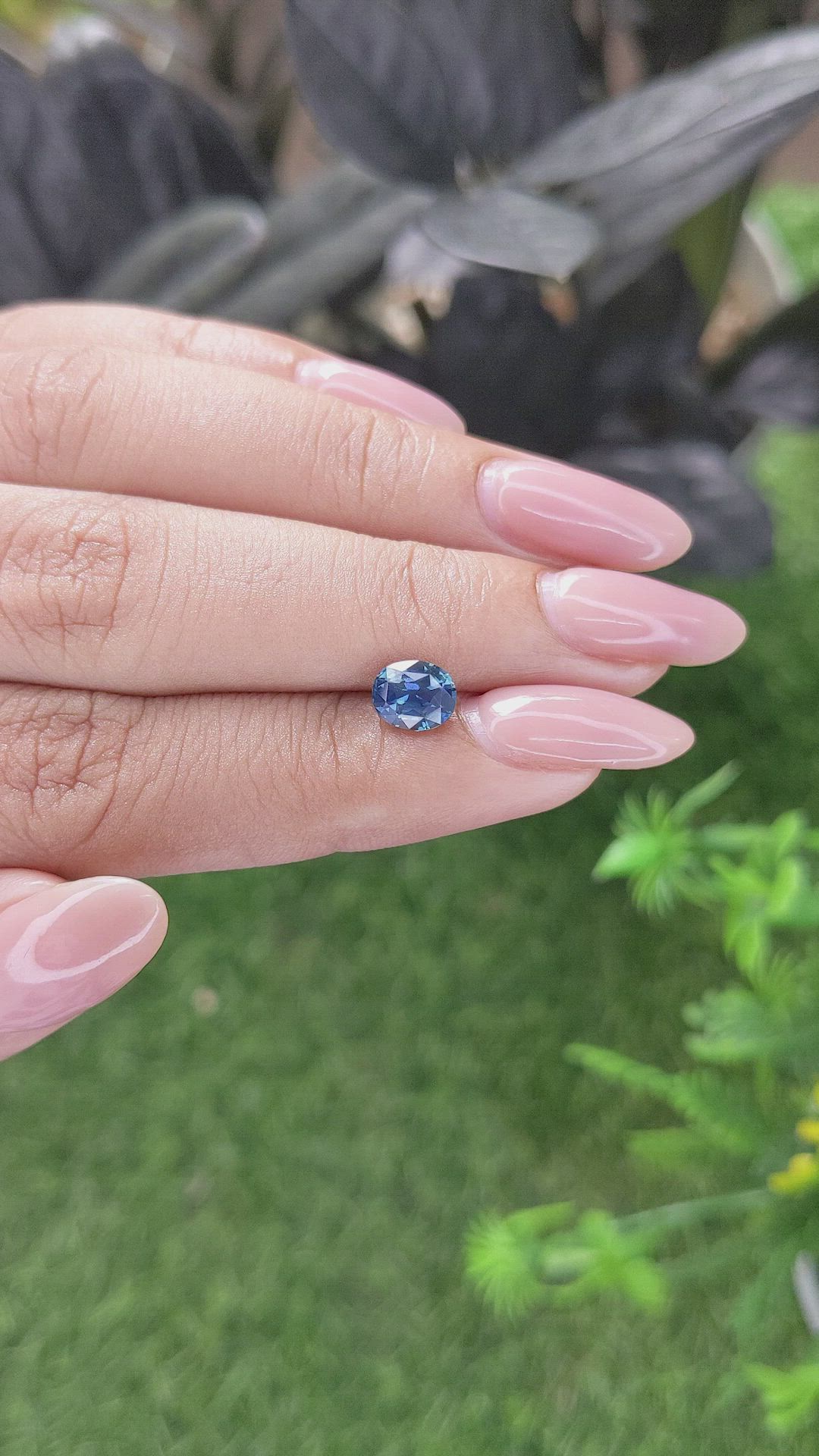 1.21 Ct. Greenish Blue Sapphire from Madagascar Size Video
