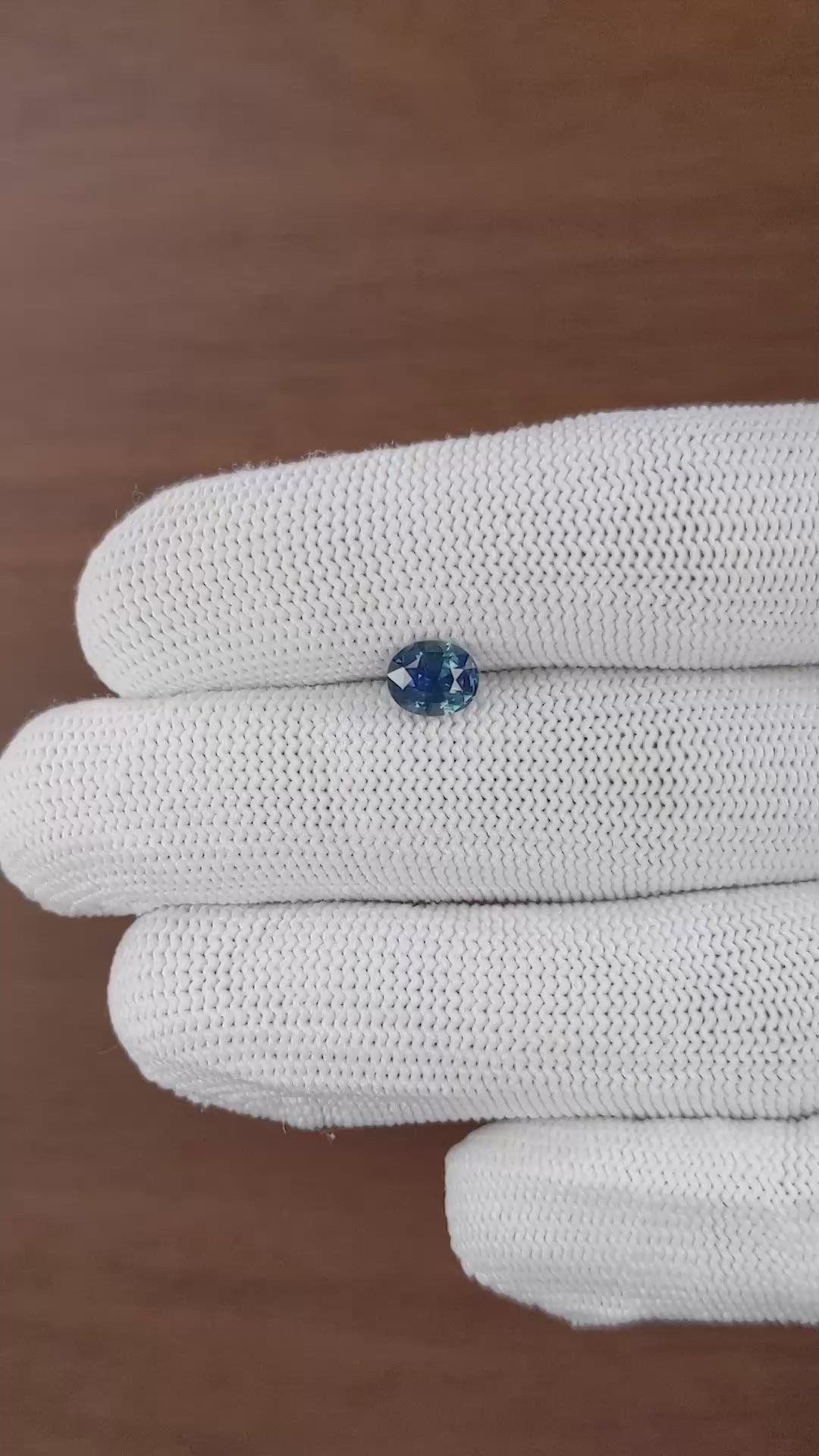 1.21 Ct. Greenish Blue Sapphire from Madagascar Size Video