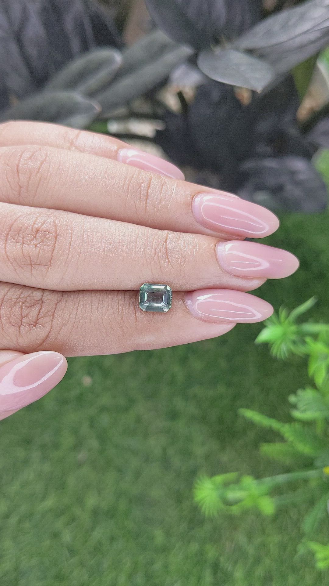 1.36 Ct. Bluish Green Sapphire from Tanzania Size Video
