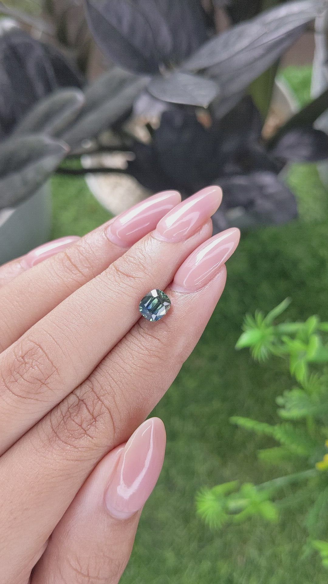 1.56 Ct. Bluish Green Sapphire from Madagascar Size Video