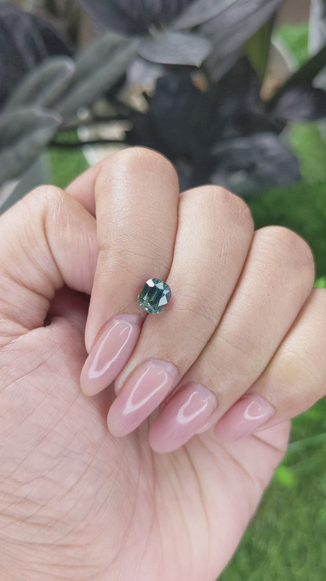 1.56 Ct. Bluish Green Sapphire from Madagascar Size Video