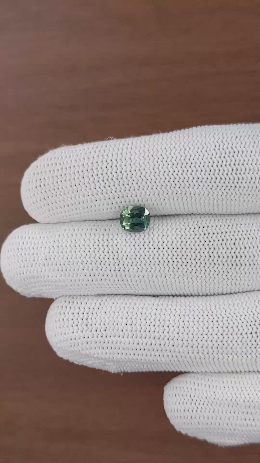 1.56 Ct. Bluish Green Sapphire from Madagascar Size Video