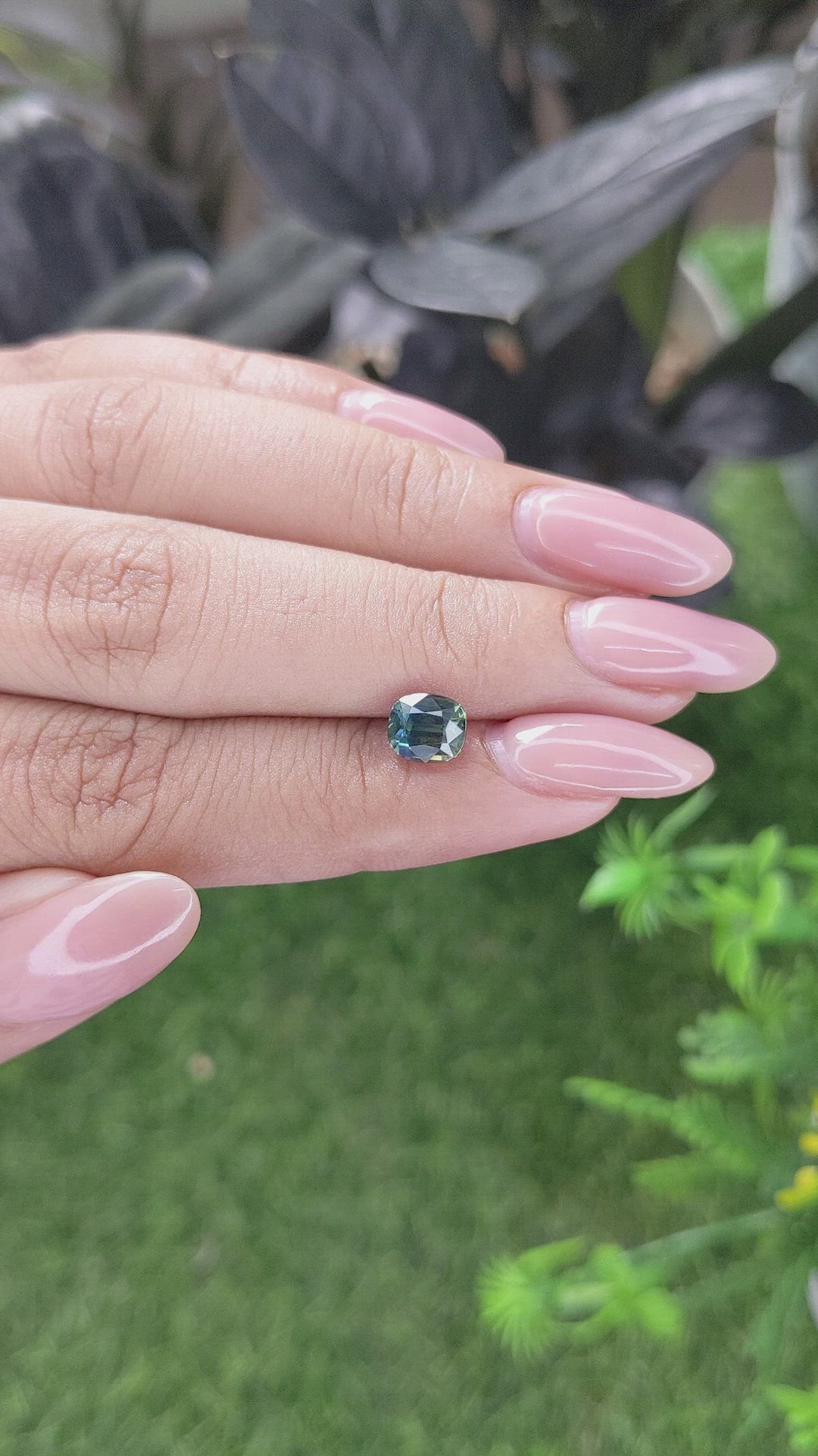1.56 Ct. Bluish Green Sapphire from Madagascar Size Video