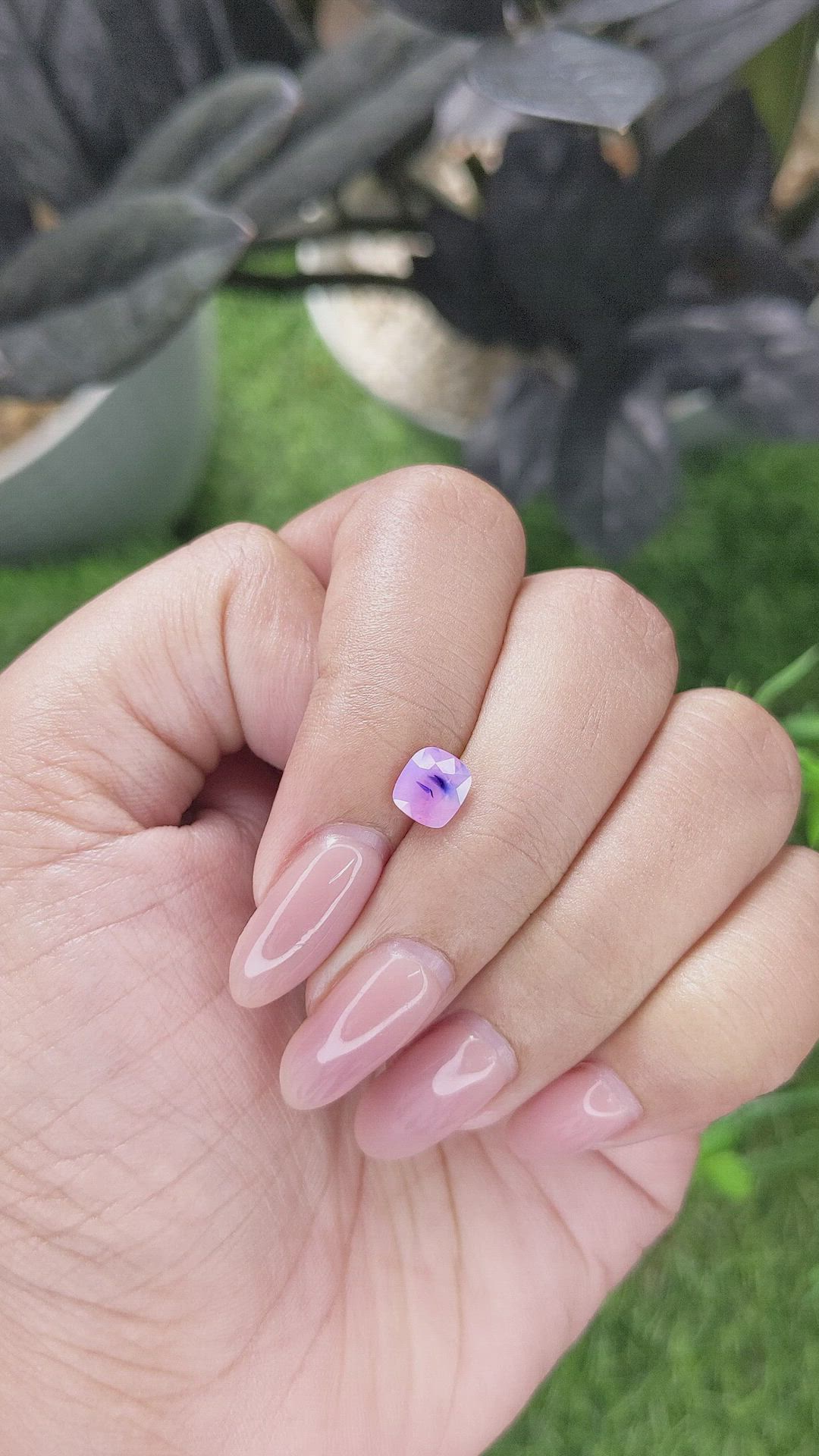 1.06 Ct. Pinkish Purple Sapphire from Madagascar Size Video