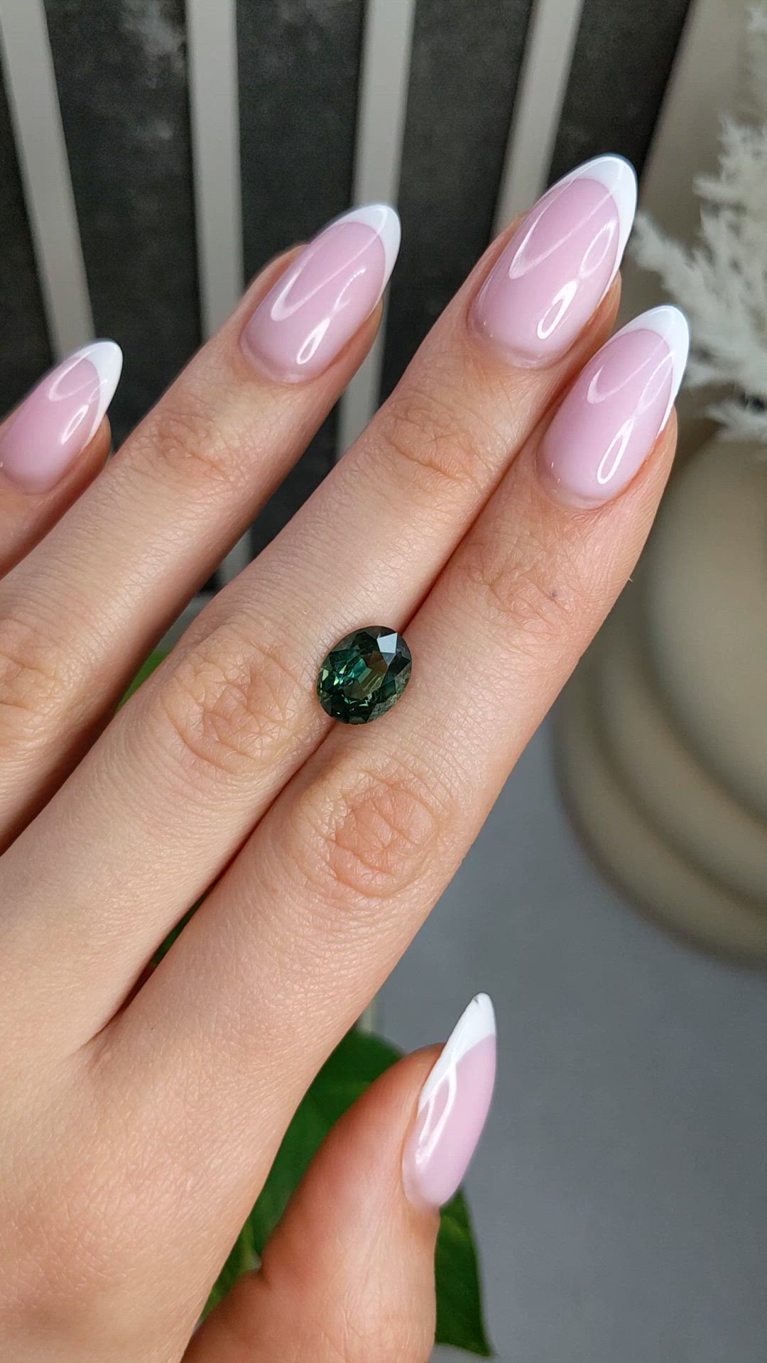3.54 Ct. Bluish Green Sapphire from Madagascar Size Video