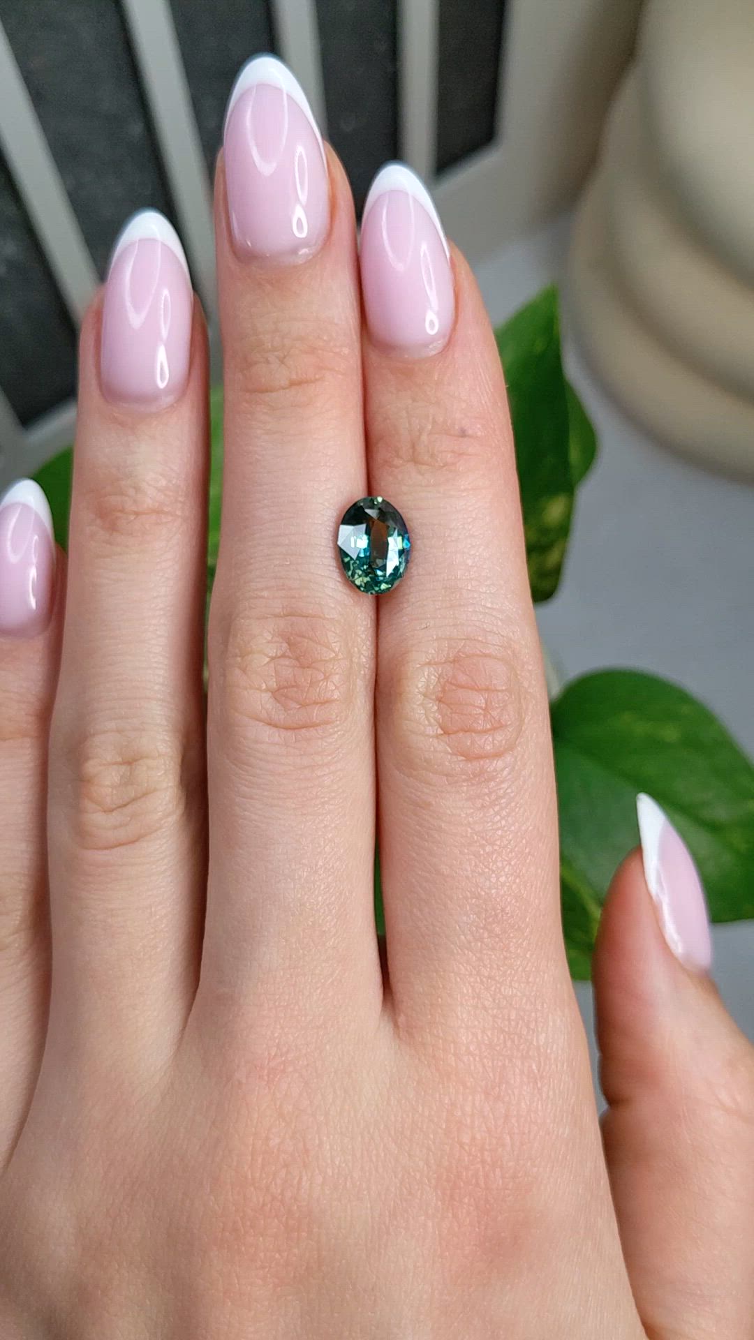 3.21 Ct. Bluish Green Sapphire from Madagascar Size Video