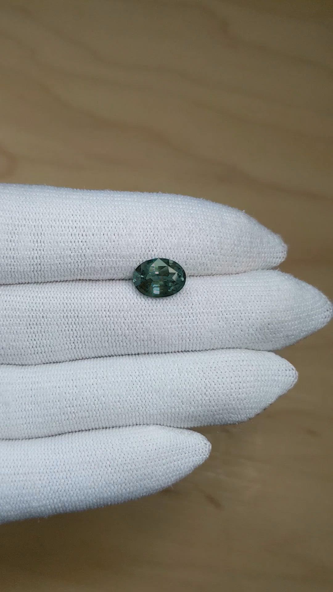 3.21 Ct. Bluish Green Sapphire from Madagascar Size Video