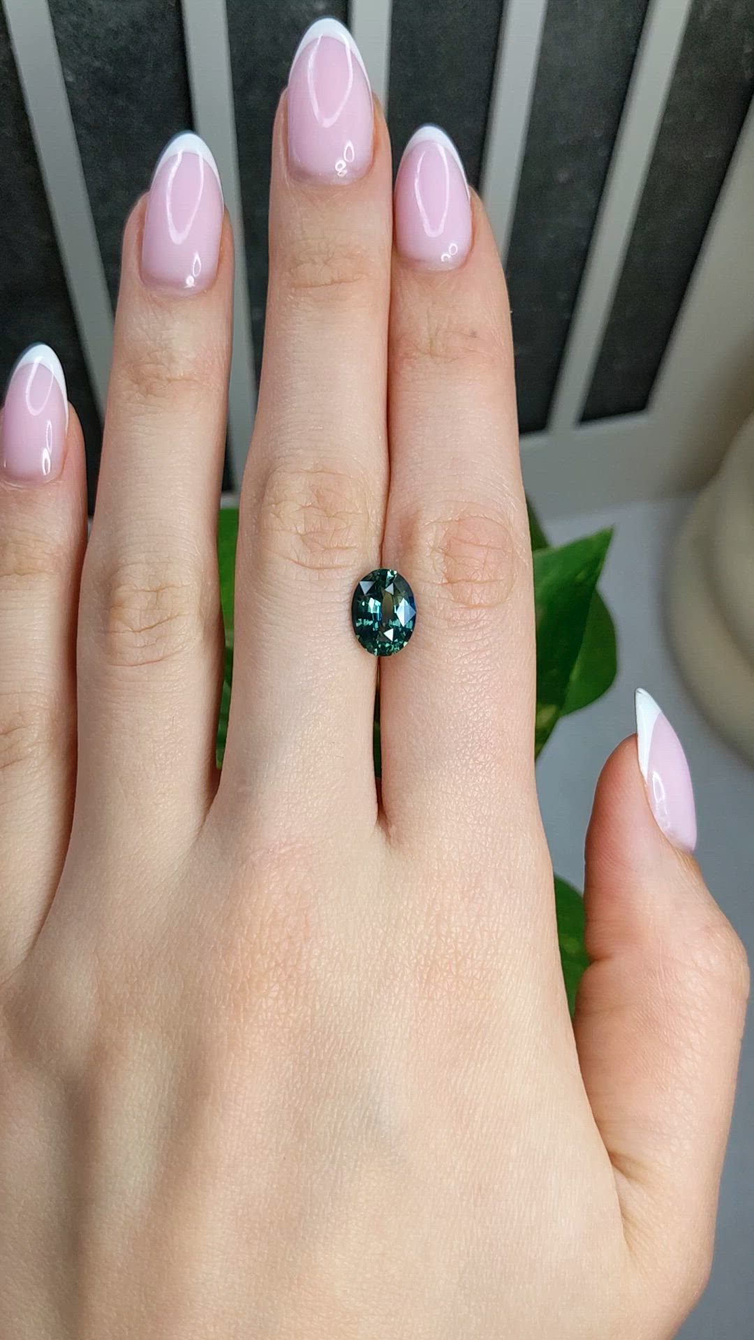 3.21 Ct. Bluish Green Sapphire from Madagascar Size Video