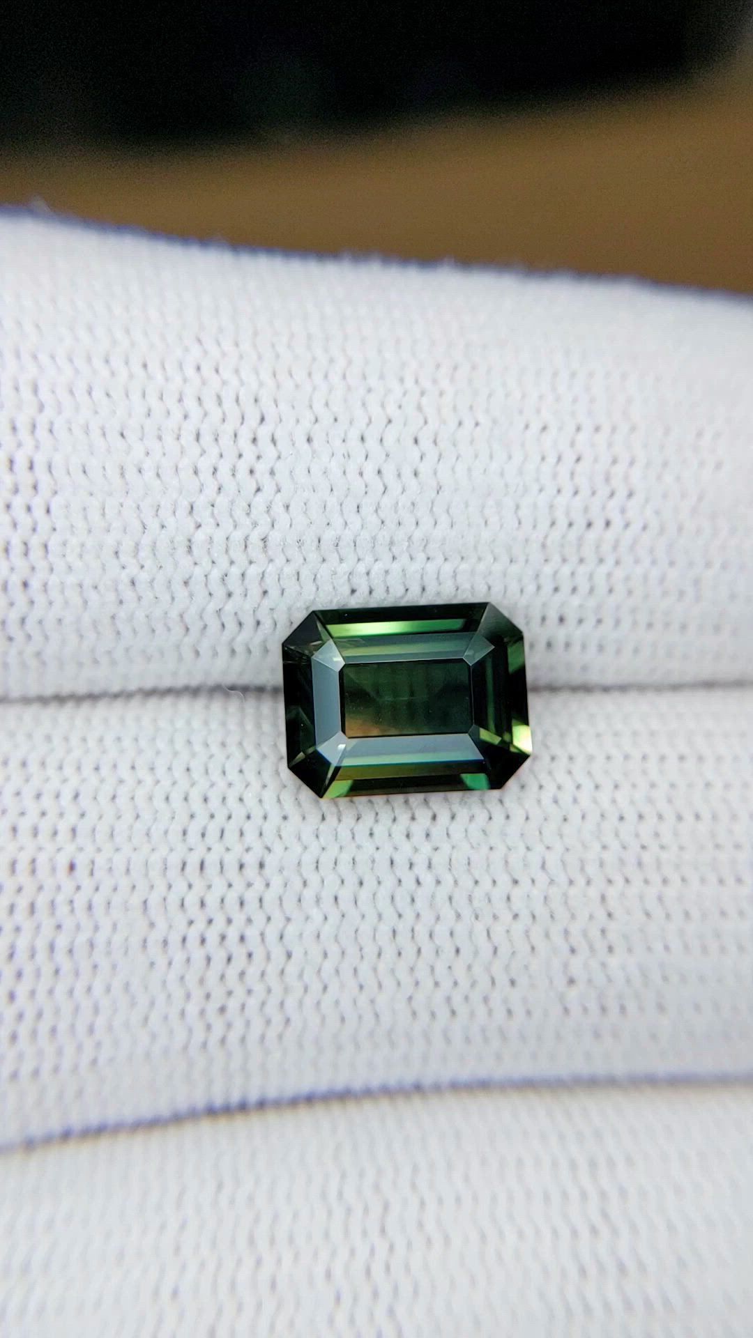 3.23 Ct. Bluish Green Sapphire from Madagascar Size Video