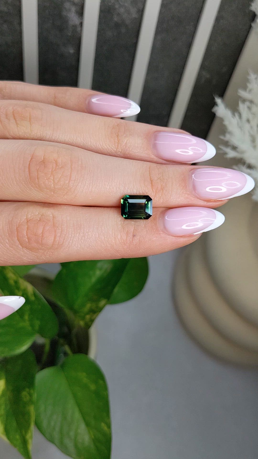 3.23 Ct. Bluish Green Sapphire from Madagascar Size Video