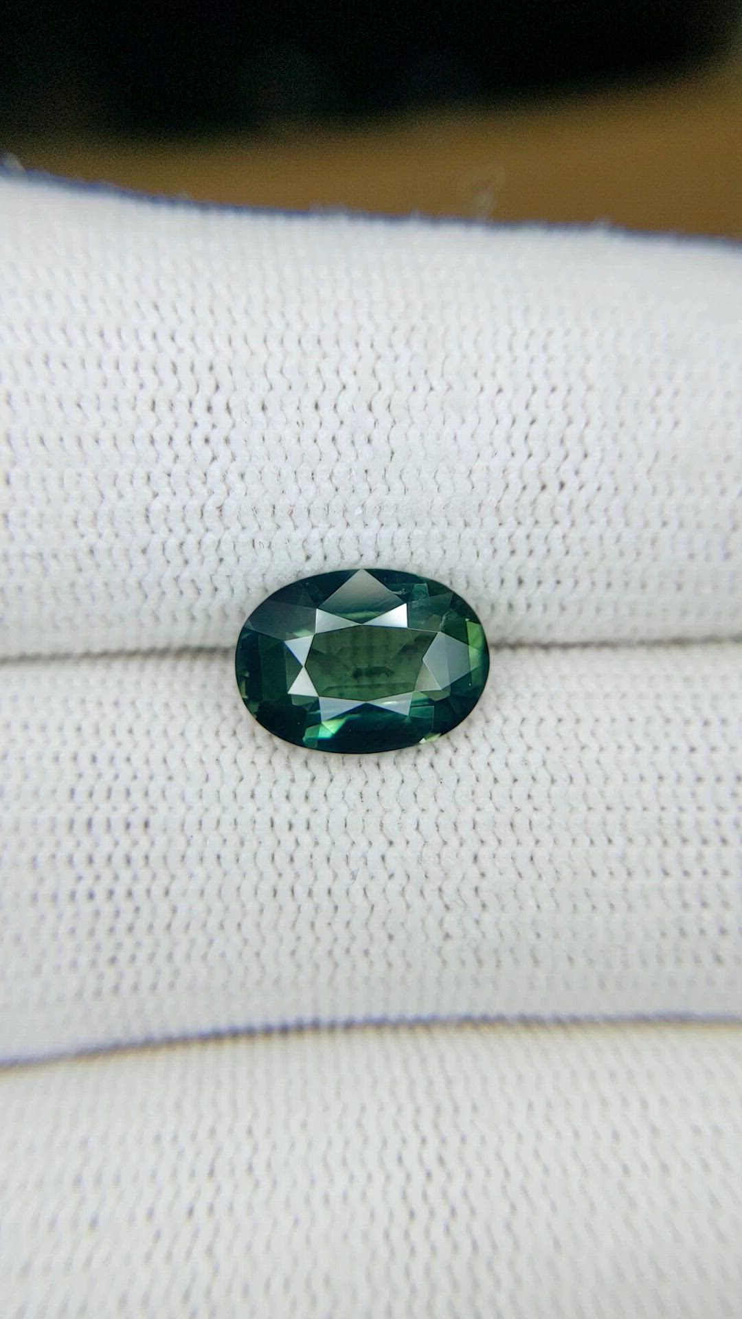 2.57 Ct. Bluish Green Sapphire from Madagascar Size Video