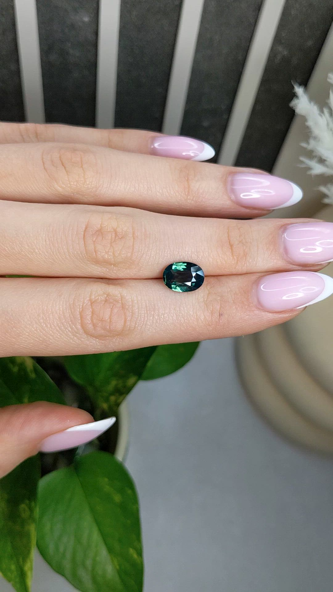 2.57 Ct. Bluish Green Sapphire from Madagascar Size Video