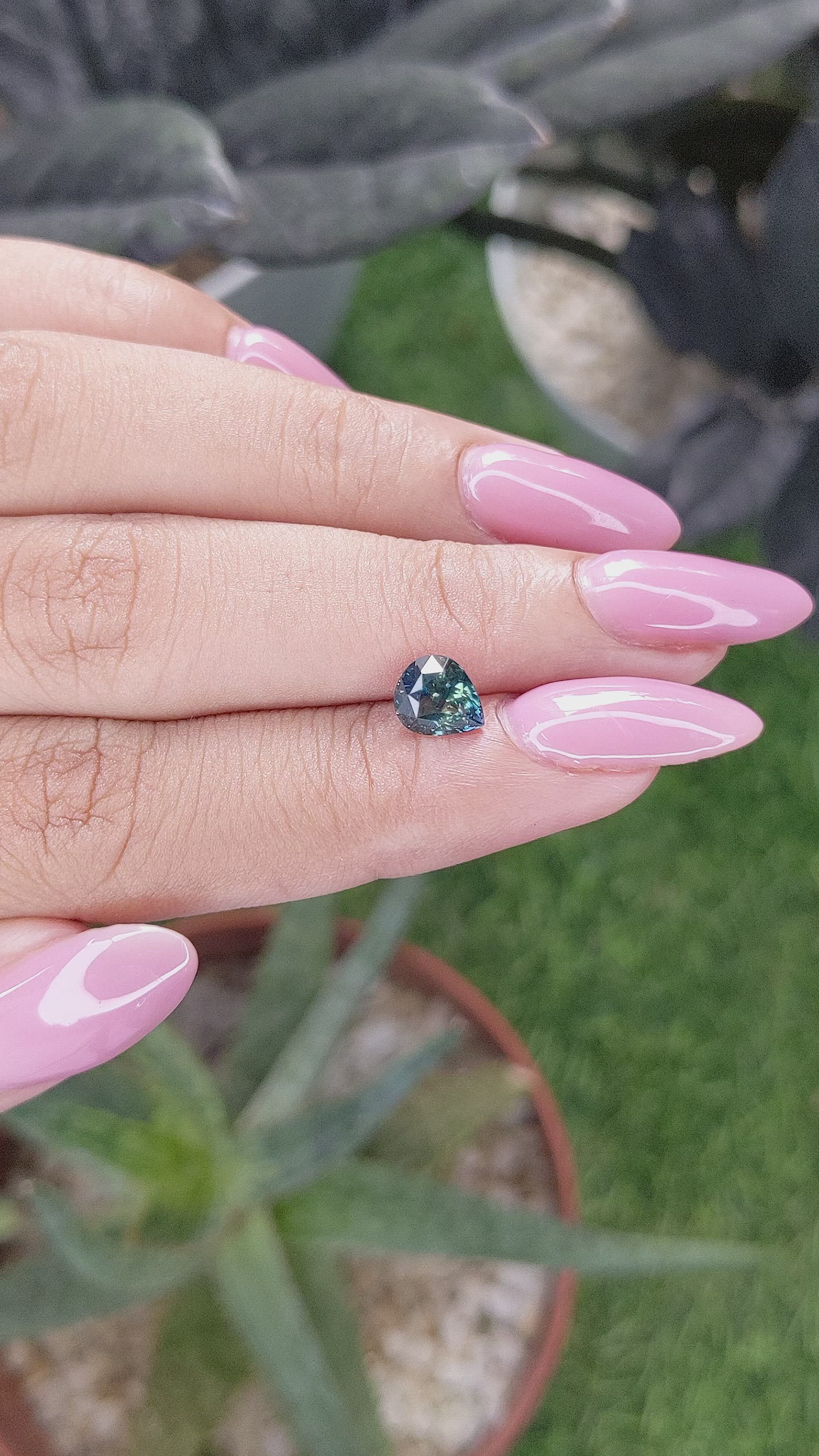 1.35 Ct. Bluish Green Sapphire from Africa Size Video