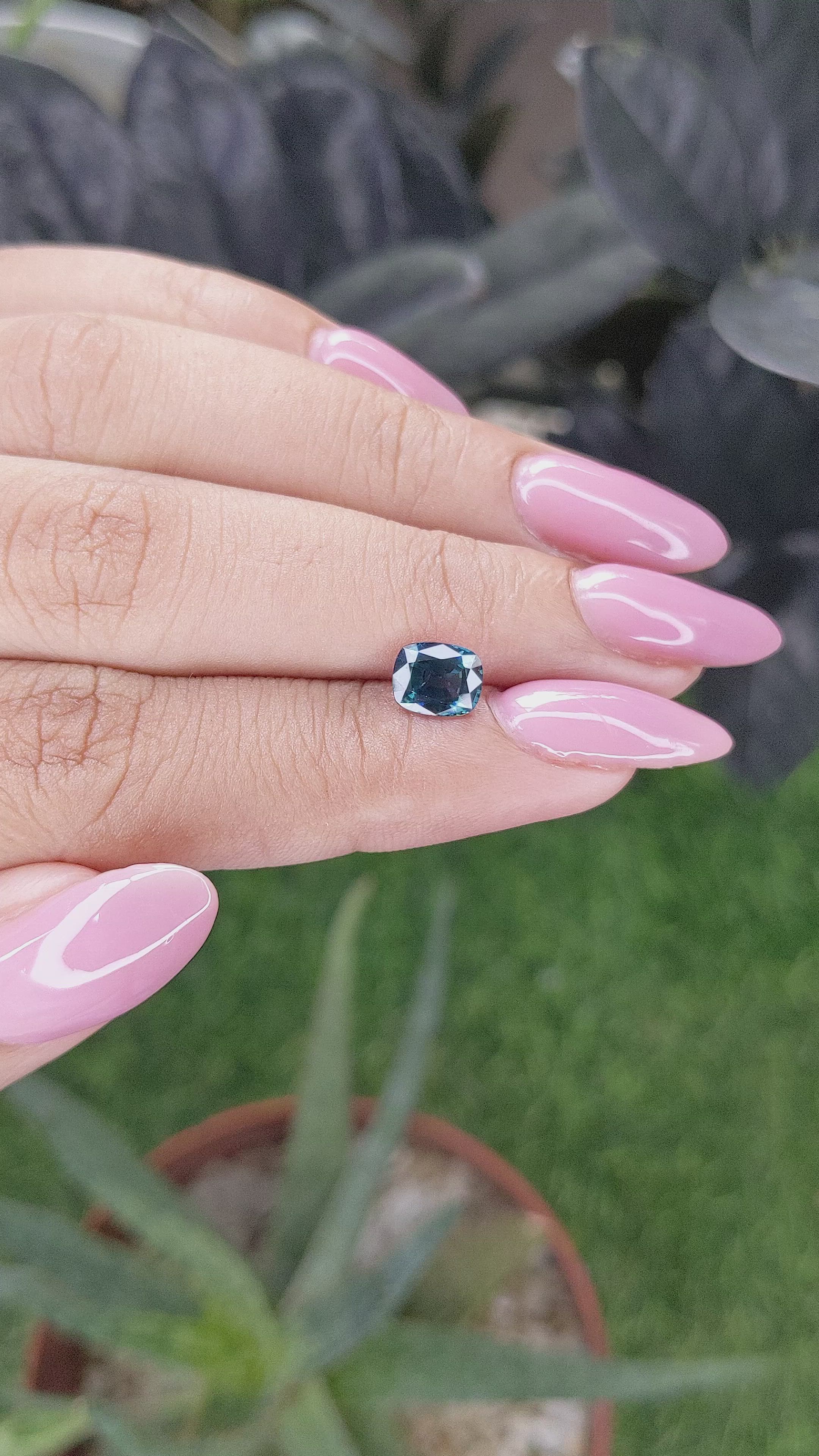 1.31 Ct. Greenish Blue Sapphire from Africa Size Video