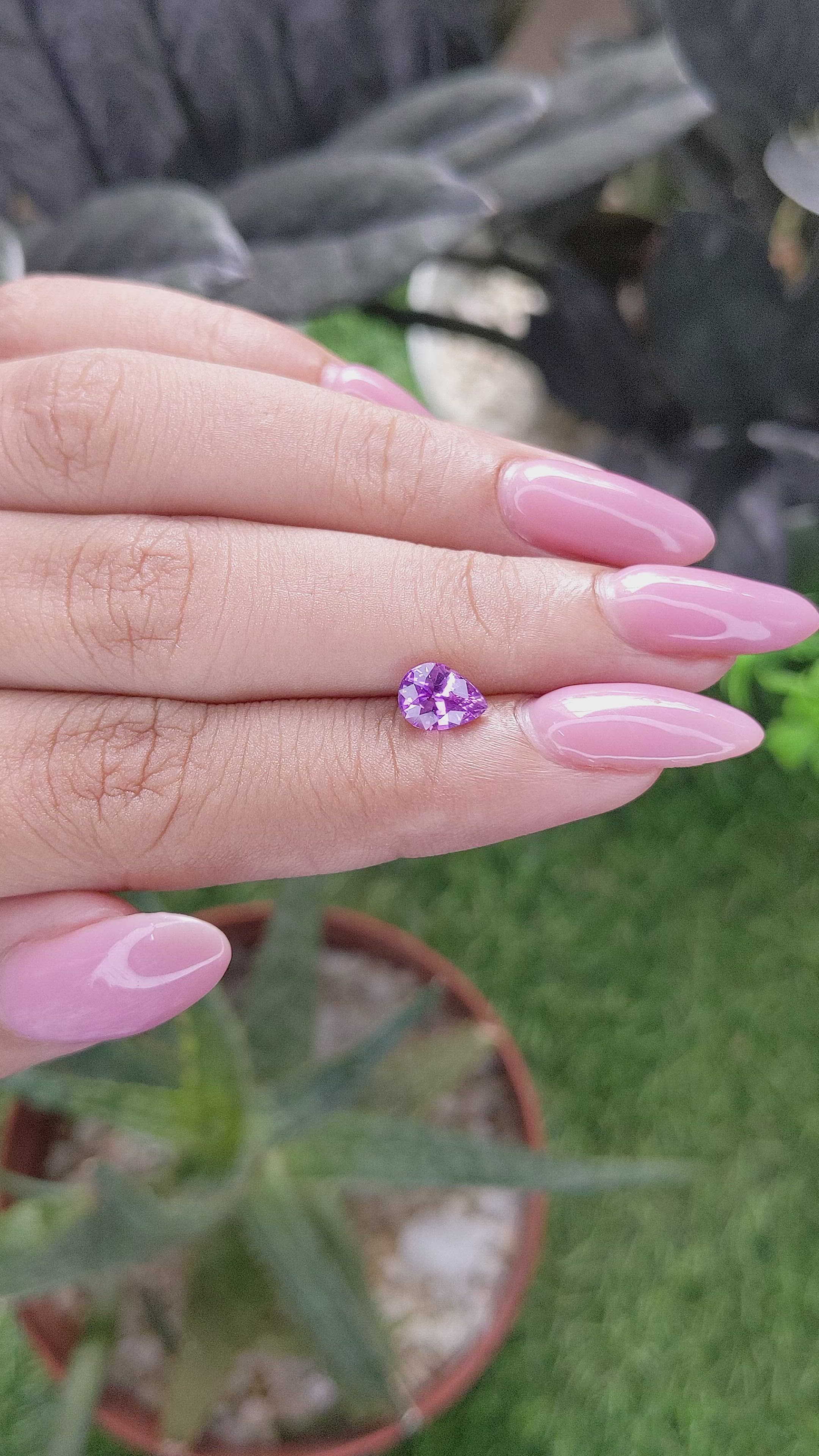 1.08 Ct. Pinkish Purple Sapphire from Tanzania Size Video