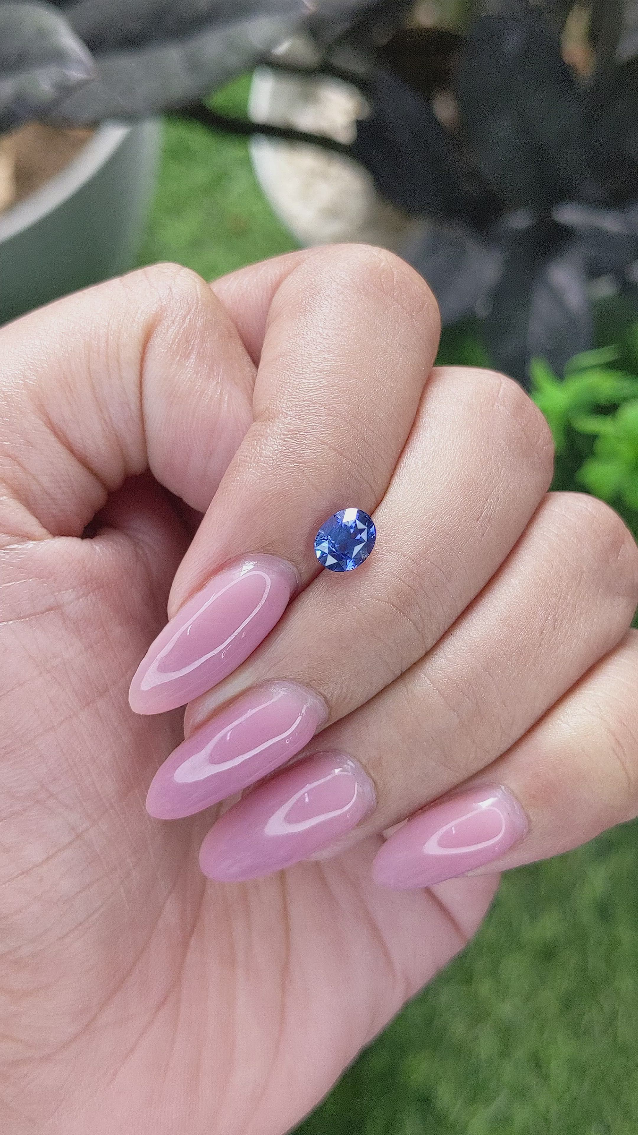 1.05 Ct. Purplish Blue Sapphire from Tanzania Size Video