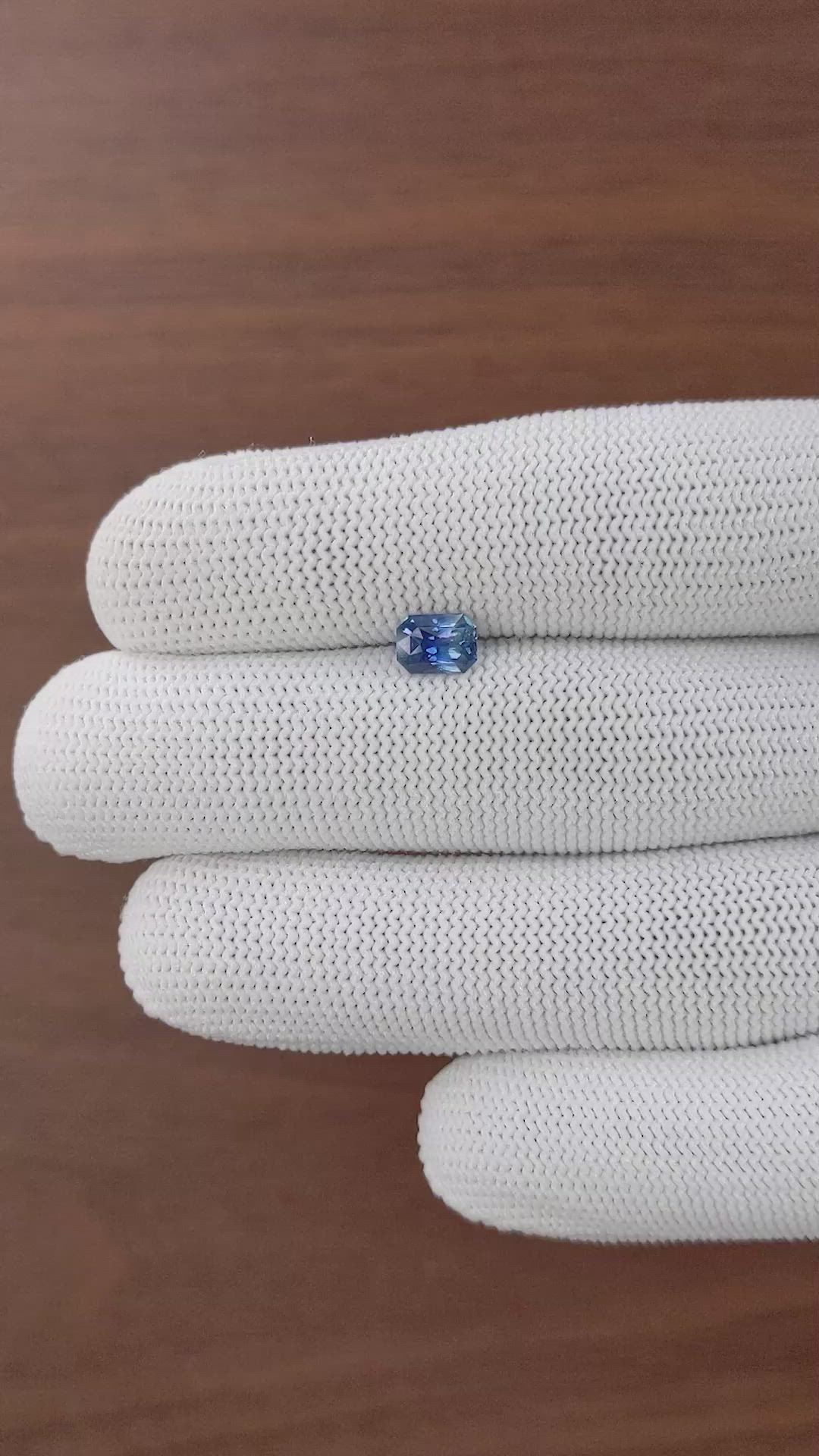 1.06 Ct. Greenish Blue Sapphire from Madagascar Size Video