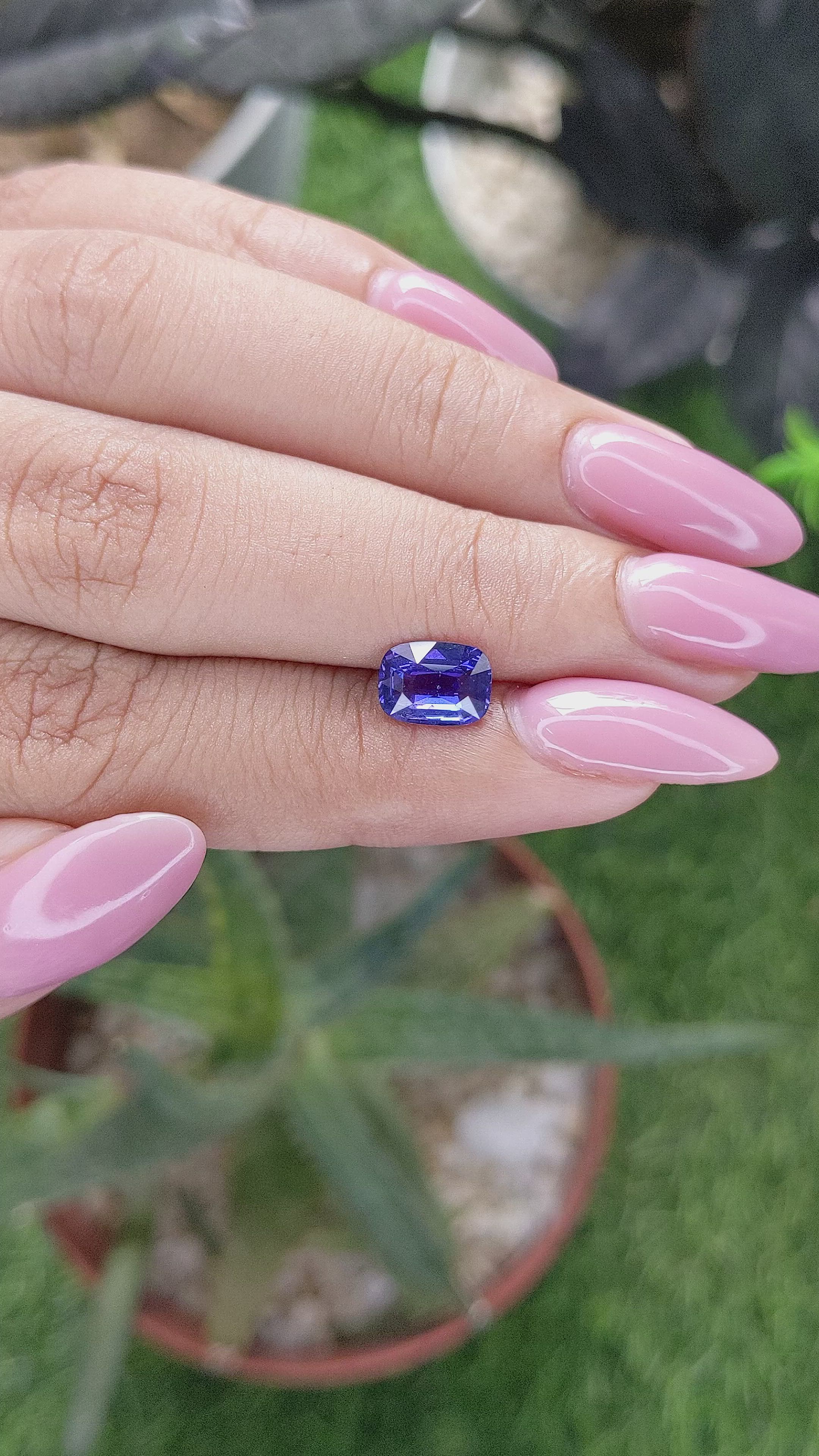 1.55 Ct. Purplish Blue Sapphire from Madagascar Size Video
