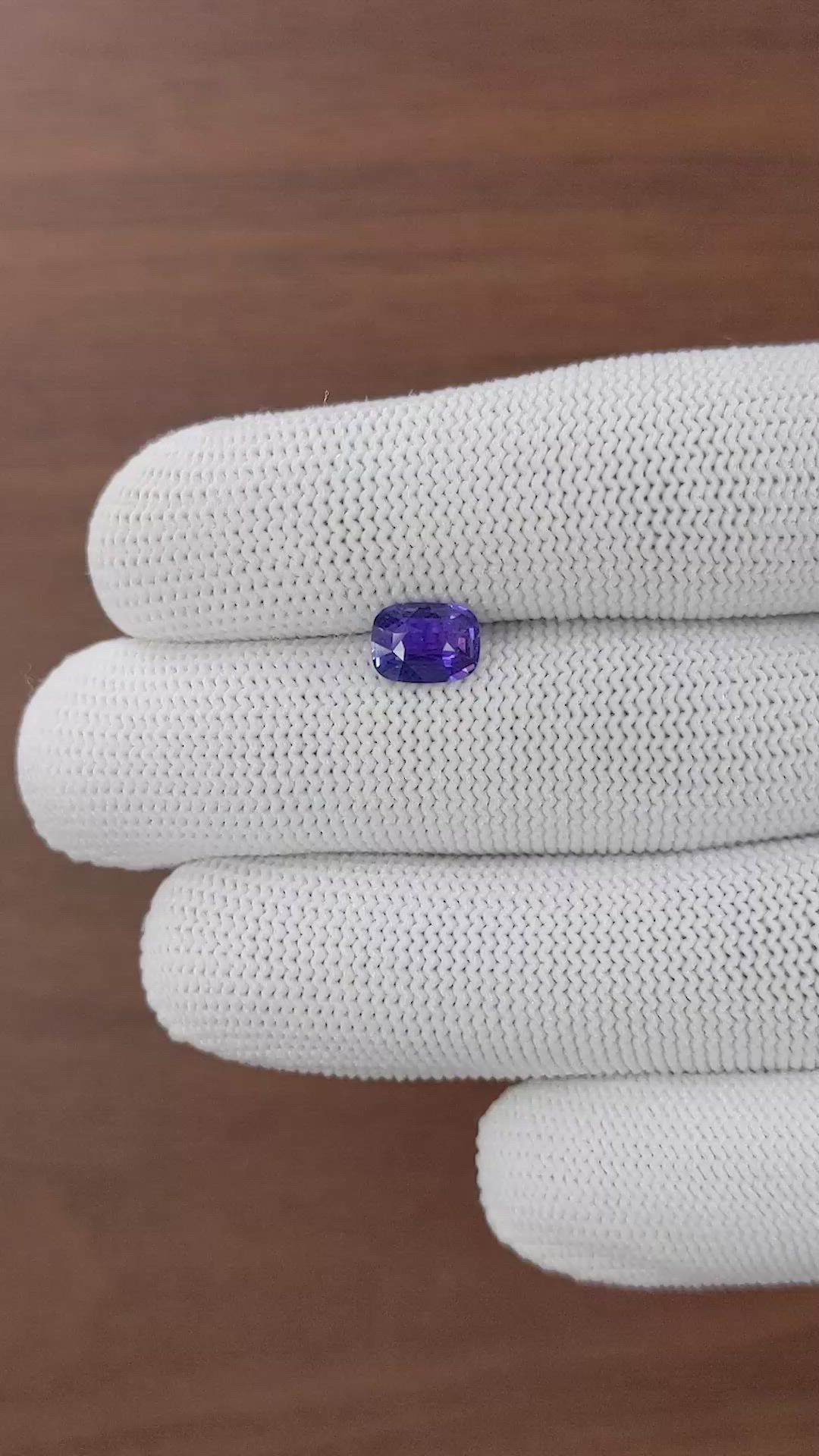 1.55 Ct. Purplish Blue Sapphire from Madagascar Size Video