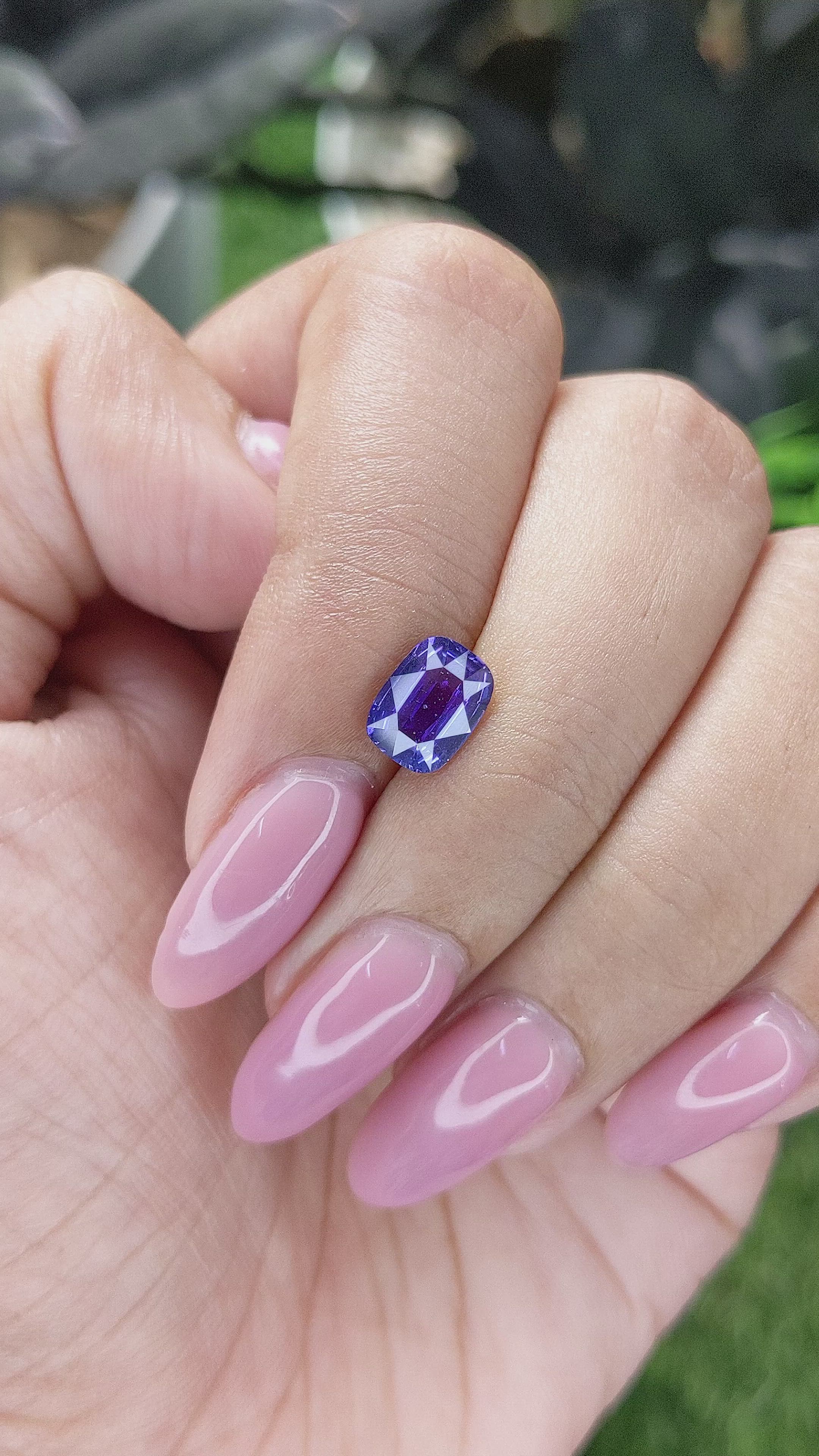 1.55 Ct. Purplish Blue Sapphire from Madagascar Size Video