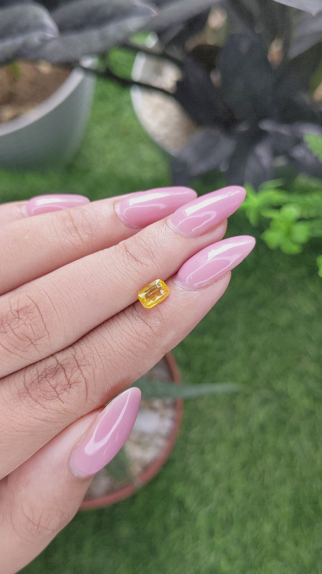 1.04 Ct. Orangish Yellow Sapphire from Ceylon (Sri Lanka) Size Video