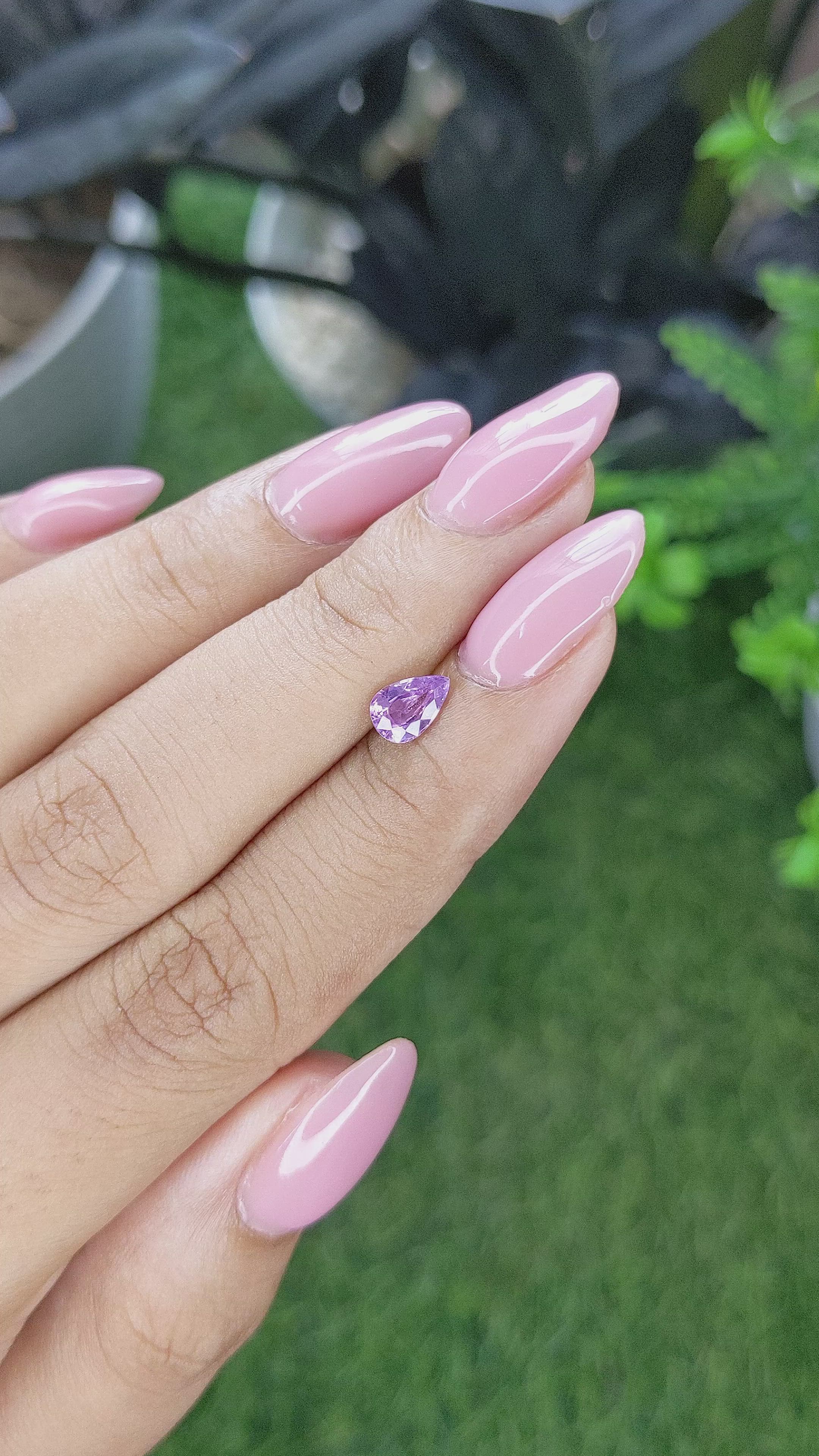 0.72 Ct. Pinkish Purple Sapphire from Ceylon (Sri Lanka) Size Video