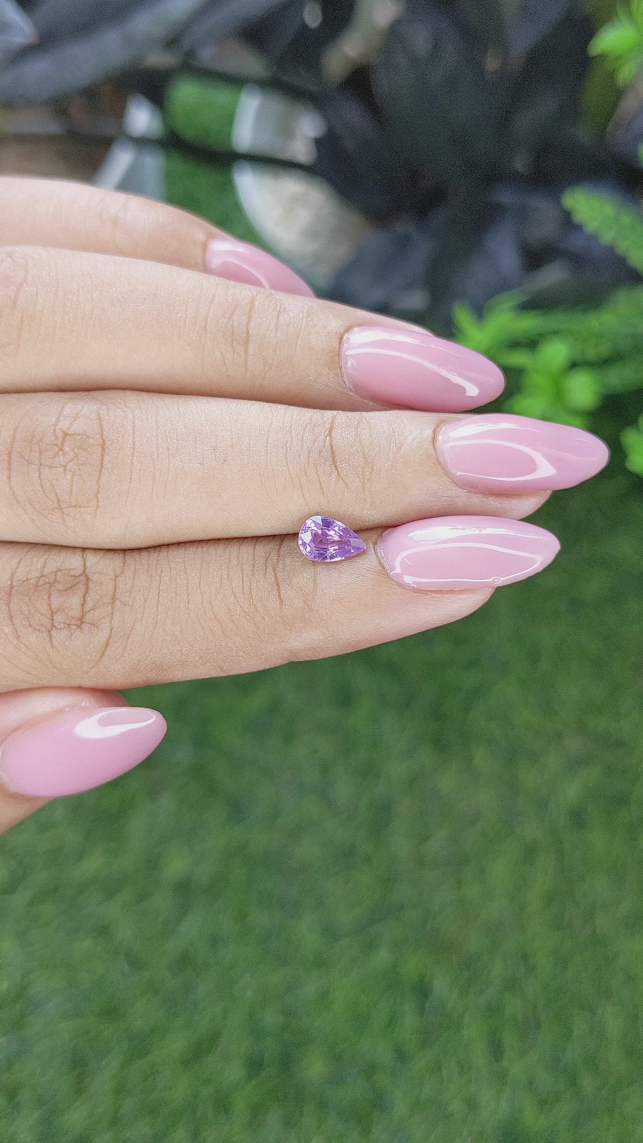 0.72 Ct. Pinkish Purple Sapphire from Ceylon (Sri Lanka) Size Video