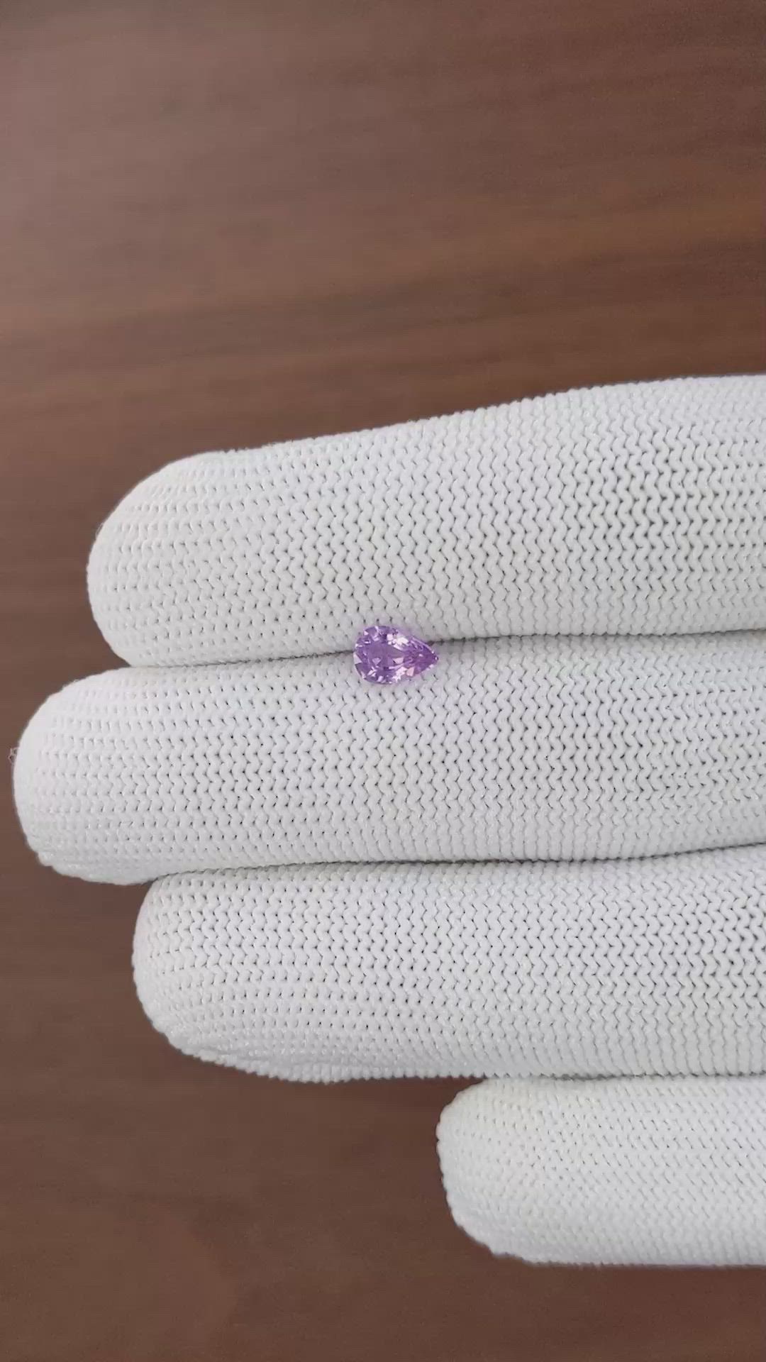 0.72 Ct. Pinkish Purple Sapphire from Ceylon (Sri Lanka) Size Video